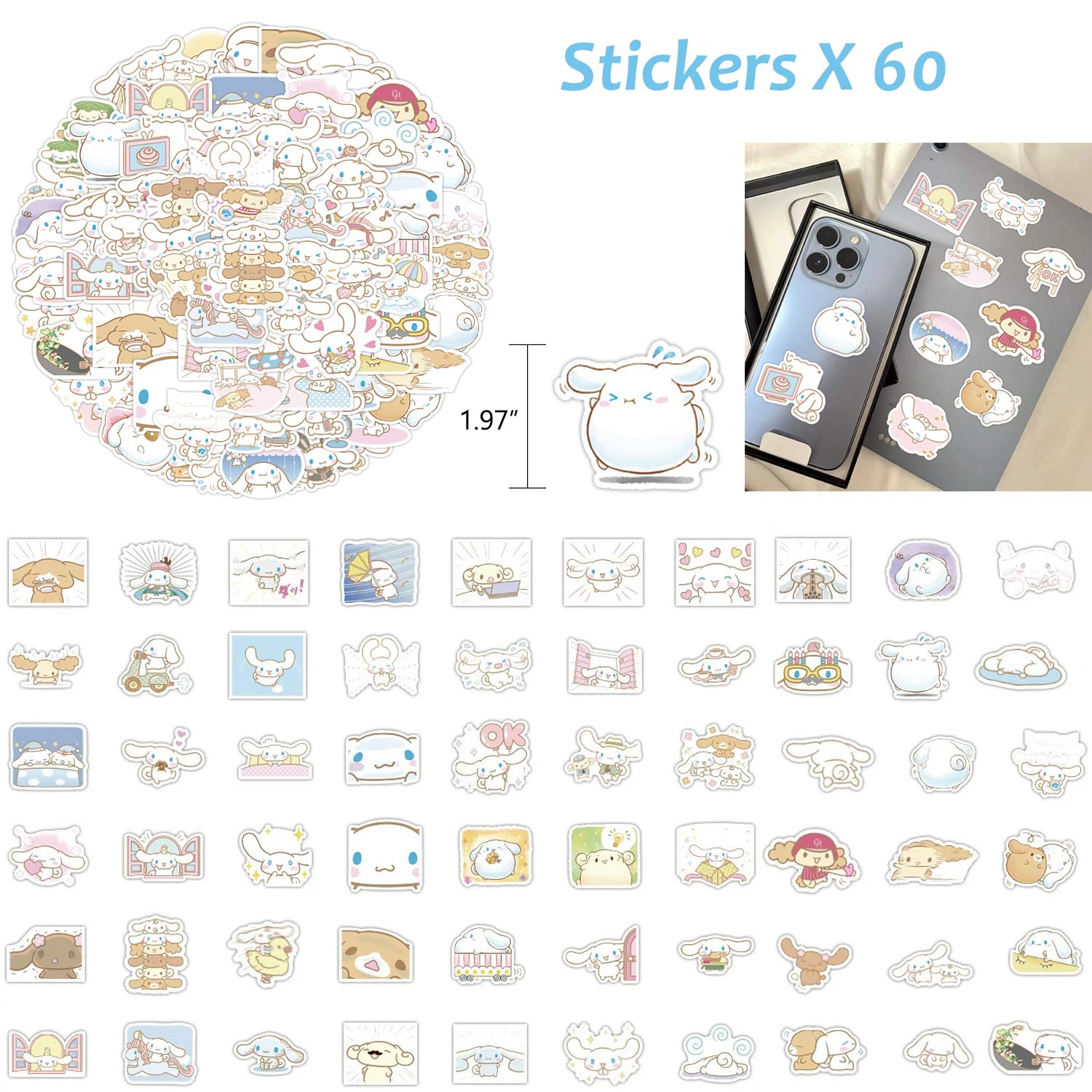 Sanrio Cinnamoroll Anime School & Office Supplies Set - Pencil Case, Pens, Stickers, Badge Pins, Keychain, Lanyard with ID Holder, Ruler, Sticky Notes, Phone Stand & Gift Bag (Blue) - Perfect for Students, Anime Fans & Kawaii Lovers