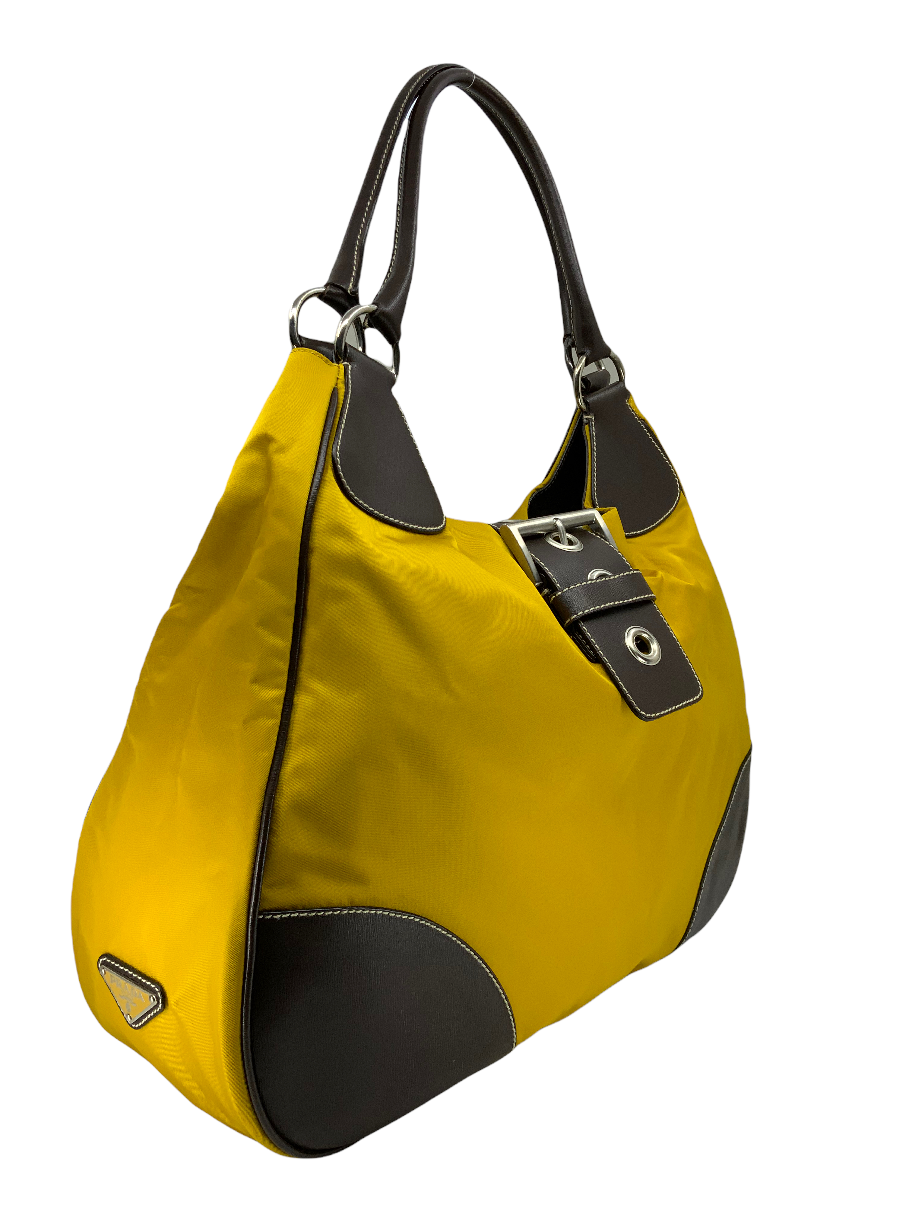 Prada Tessuto Moon Large Buckle Bag - Luxury Nylon Shoulder Bag for Women | Perfect for Work, Travel & Evening Events