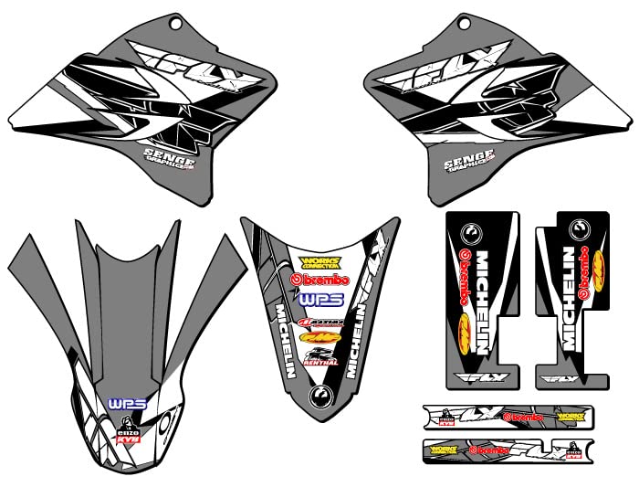 2005-2025 Yamaha TTR 230 13 Fly Grey Senge Graphics Base Kit - Dirt Bike Decal Sticker Set for Off-Road Motocross & Trail Riding Adventures