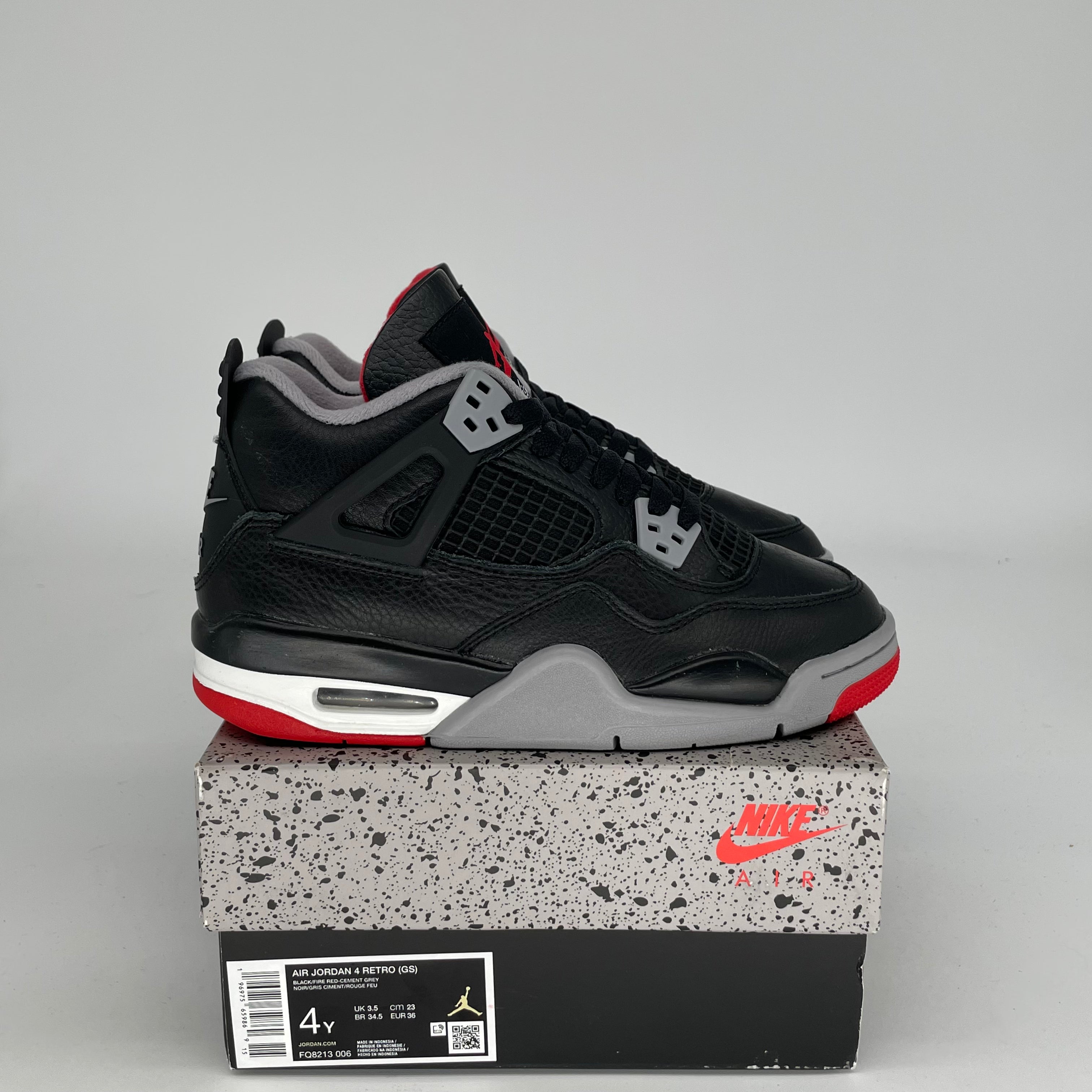Original Air Jordan 4 Bred Reimagined - Men's Size 4 / Women's Size 5.5 (Style Code FQ8213-006) - Retro Basketball Sneakers for Streetwear & Casual Outfits