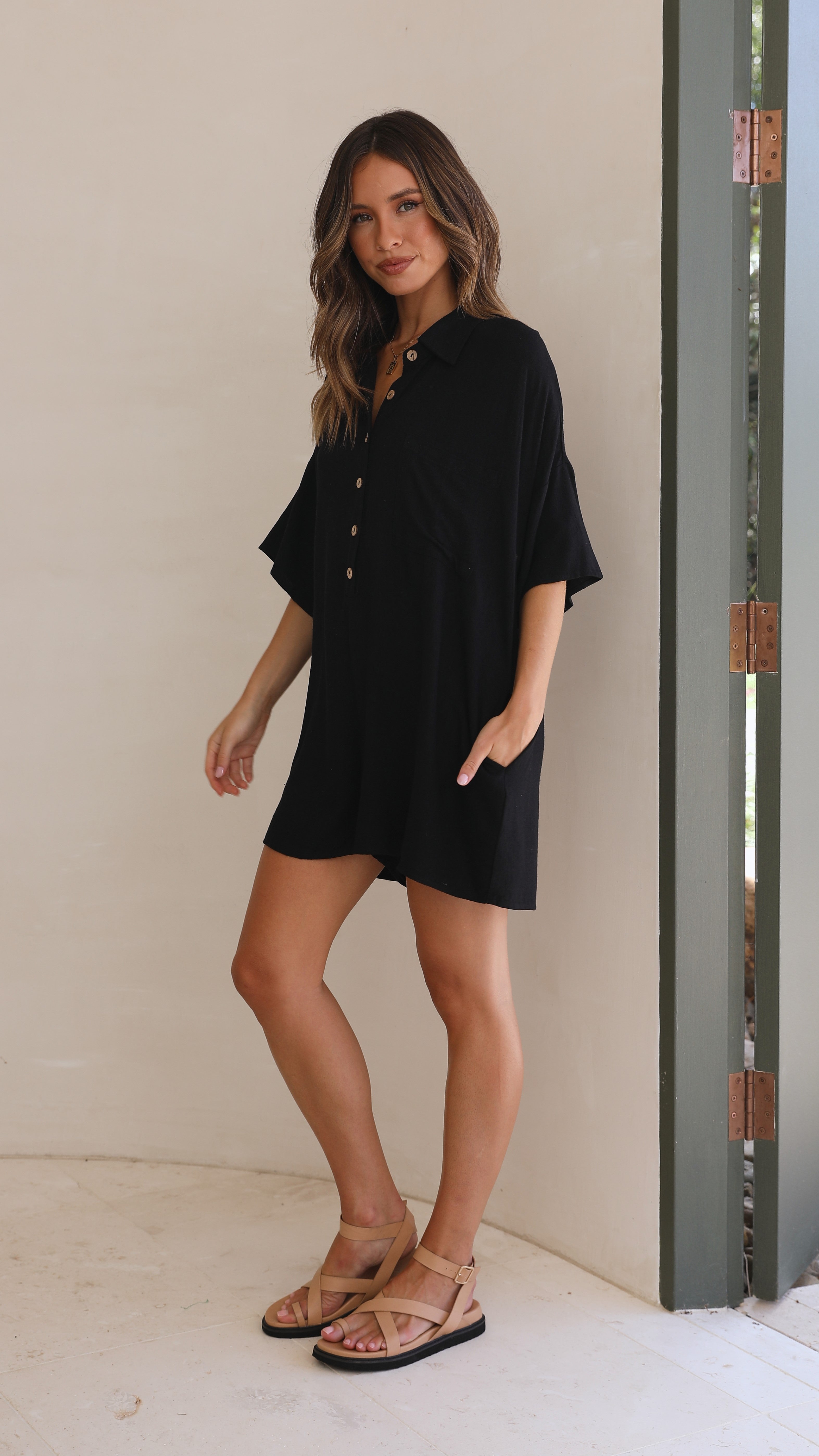 Keely Women's Black Playsuit - Stylish & Comfortable Jumpsuit for Casual Outings, Parties & Summer Vacations