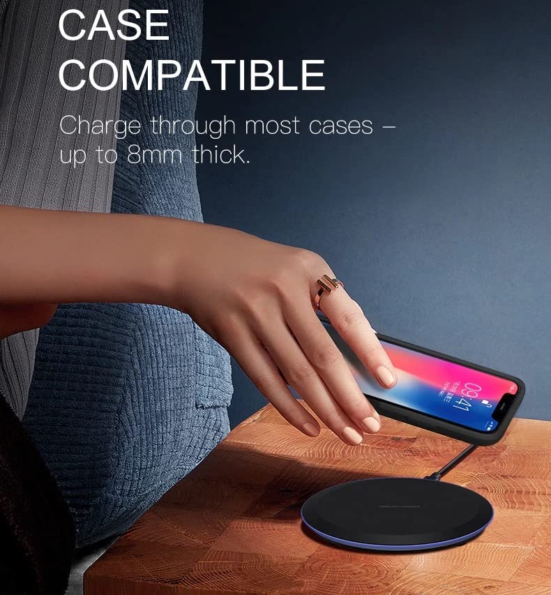 DGN 10W Max Fast Wireless Charging Pad - Qi-Certified Wireless Charger for iPhone 12/13/14, Samsung Galaxy, AirPods & All Qi-Enabled Devices | Perfect for Home, Office & Car Use
