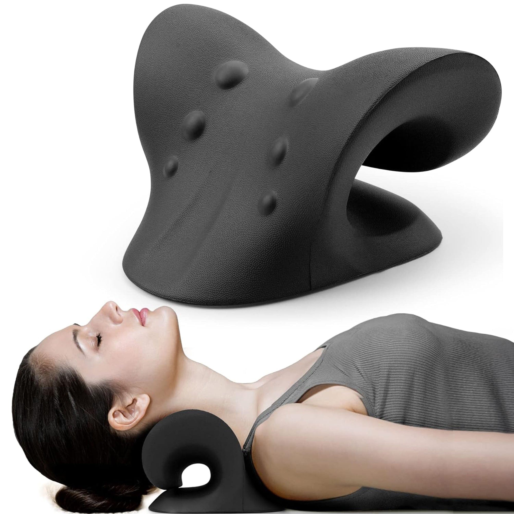 Dr Trust USA Neck Stretcher - Cervical Traction Device for Neck & Back Pain Relief, Posture Corrector & Spine Alignment Tool - Shoulder Relaxer for Office Workers & Gamers - Perfect for Home & Travel Use