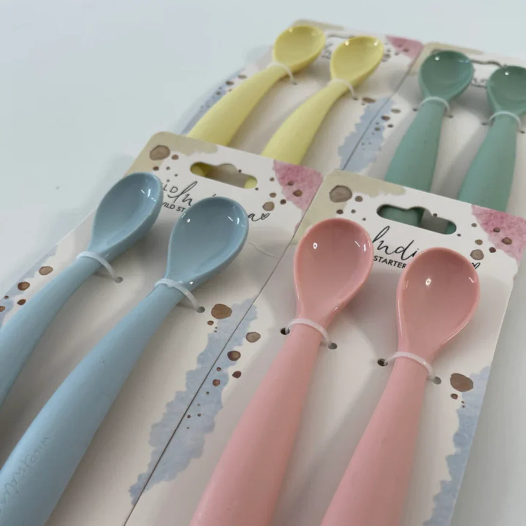 Wild Indiana Baby Starter Spoons Set - BPA-Free Soft-Tip Infant Feeding Utensils for First Foods - Perfect for Baby-Led Weaning & Puree Feeding at Home or On-the-Go