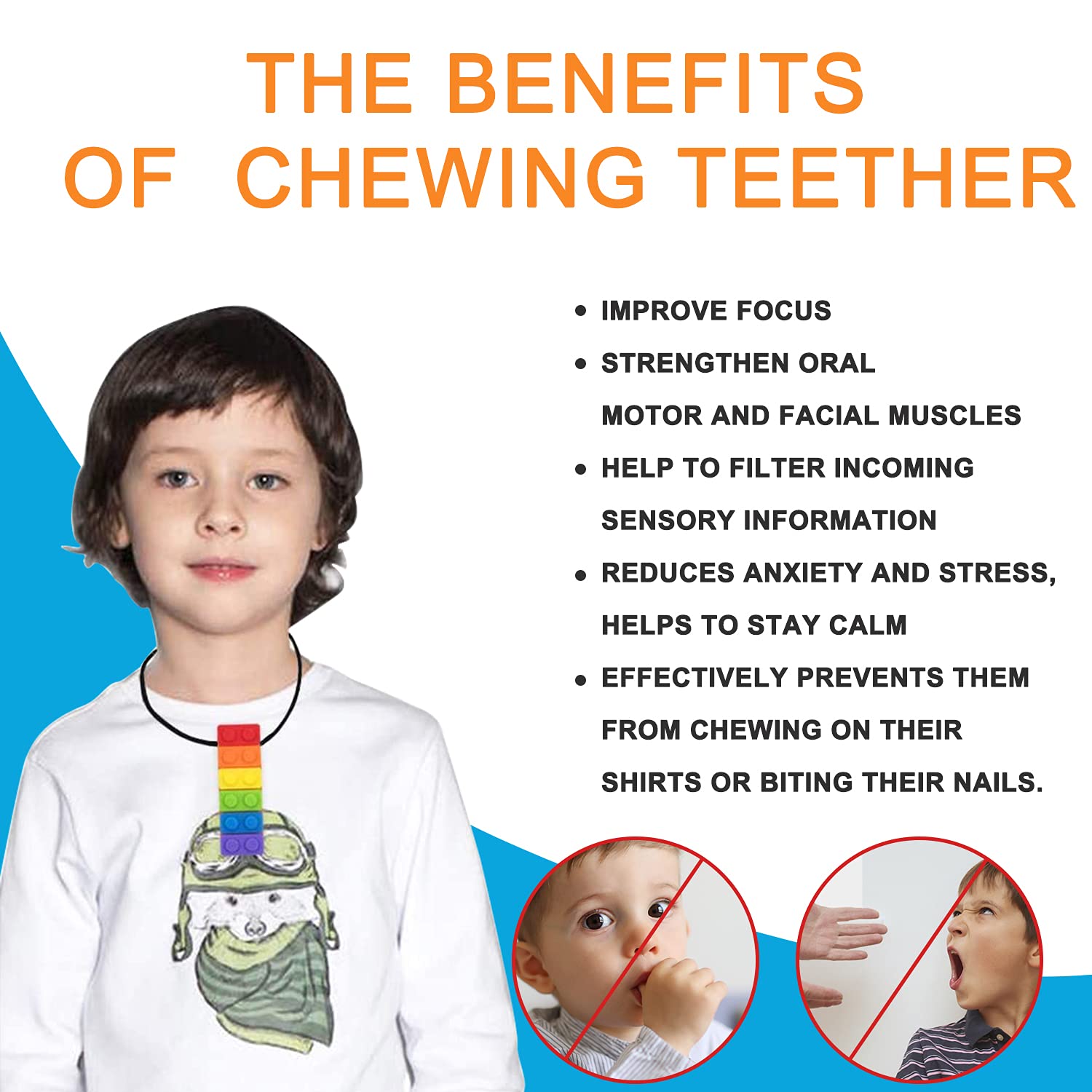 Seeway Sensory Chew Necklaces for Kids & Toddlers - 2 Pack Autism & ADHD Teething Toys, BPA-Free Silicone Oral Motor Chewers for Anxiety Relief - Perfect for School, Travel & Sensory Therapy