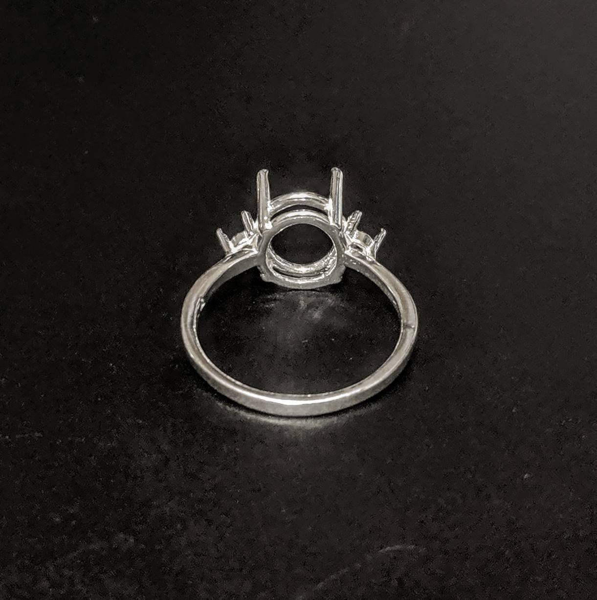 10x8mm & 14x12mm Oval Sterling Silver or 14k Gold Ring Setting with Accents - Pre-Notched Shank (Sizes 5, 6, 7, 8) - Perfect for Engagement Rings, Wedding Bands & Custom Jewelry Making