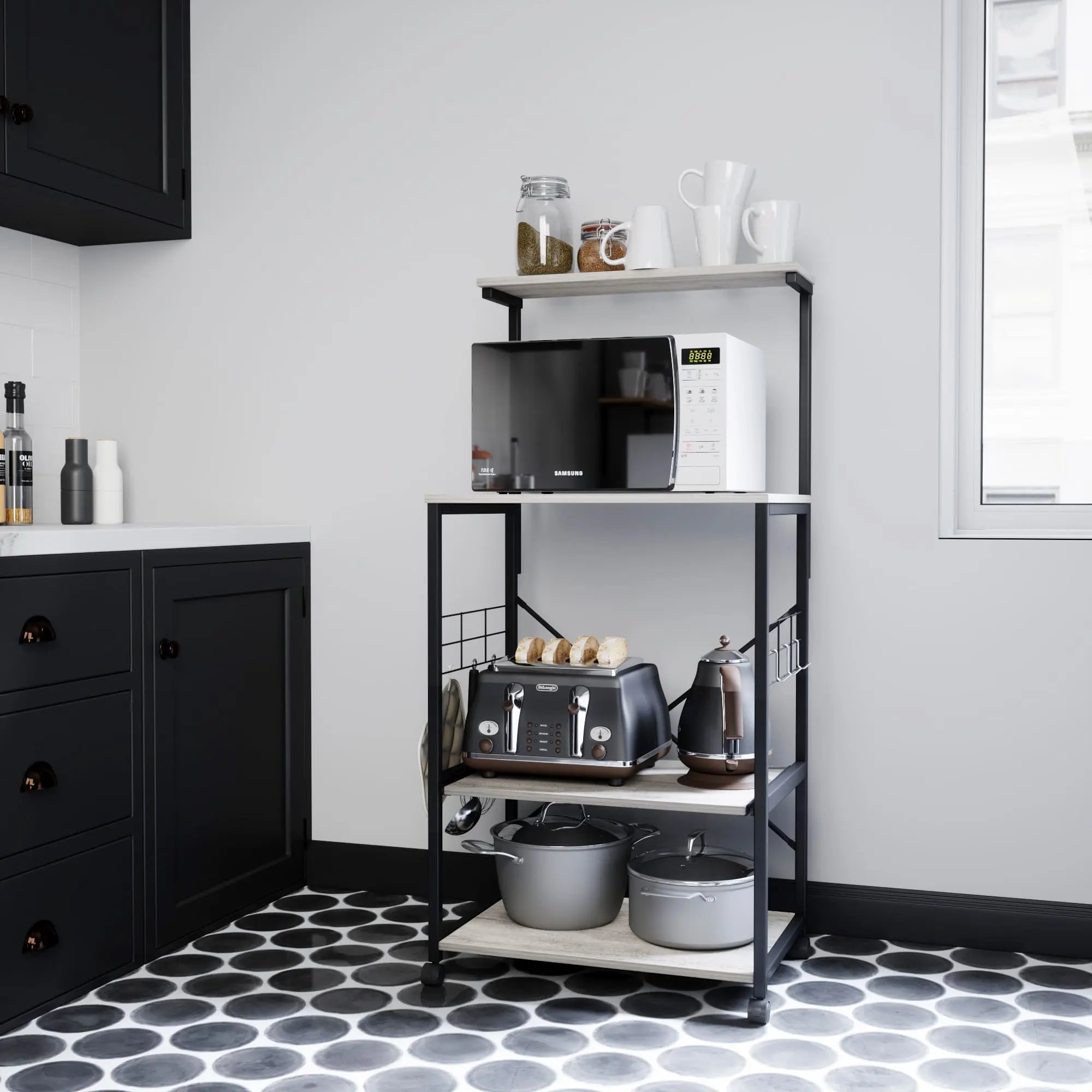 Bestier 4-Tier Rolling Baker's Rack with Wheels - Heavy Duty Metal Kitchen Storage Shelf for Baking, Cooking & Organizing Spices, Utensils, Cookbooks | Perfect for Small Kitchens, Pantries & Restaurants