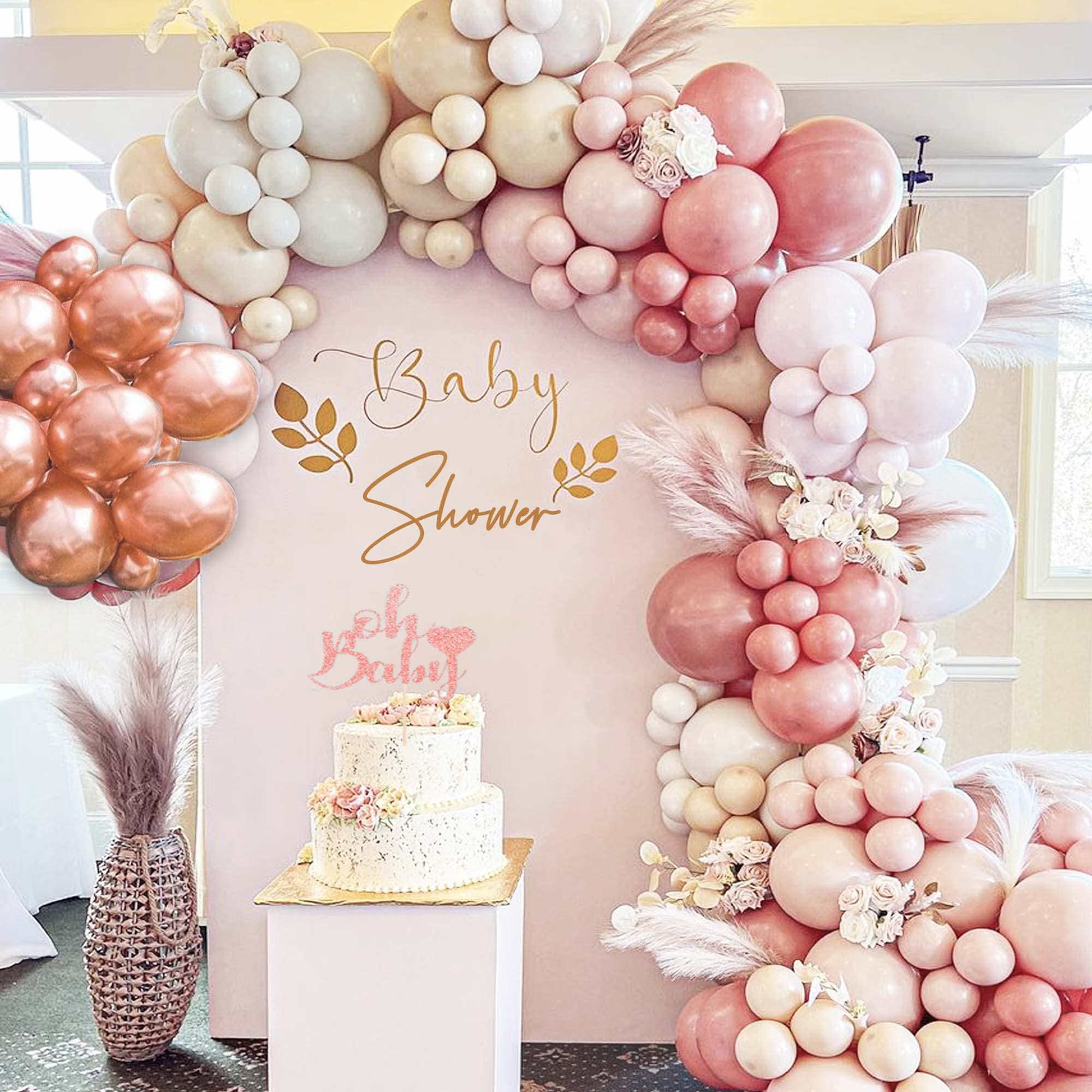 Boho Pink Balloon Arch Garland Kit - Dusty Rose & Blush Pink Double Stuffed Balloons for Baby Showers, Birthdays, Weddings & Bridal Showers | Perfect for Nursery Decor, Gender Reveals & Party Backdrops