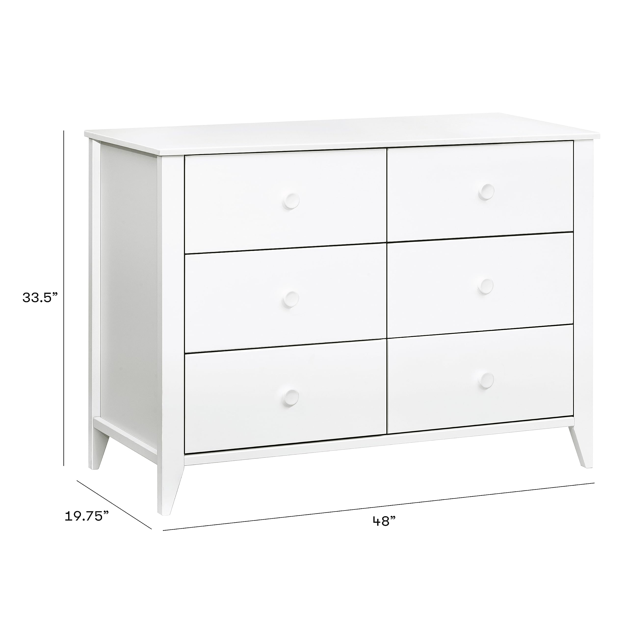 Babyletto Sprout 6-Drawer Baby Dresser - GREENGUARD Gold Certified Wooden Chest for Kids Nursery - White | Safe & Stylish Storage for Baby Clothes, Toys & Nursery Essentials in Bedroom, Playroom or Hallway