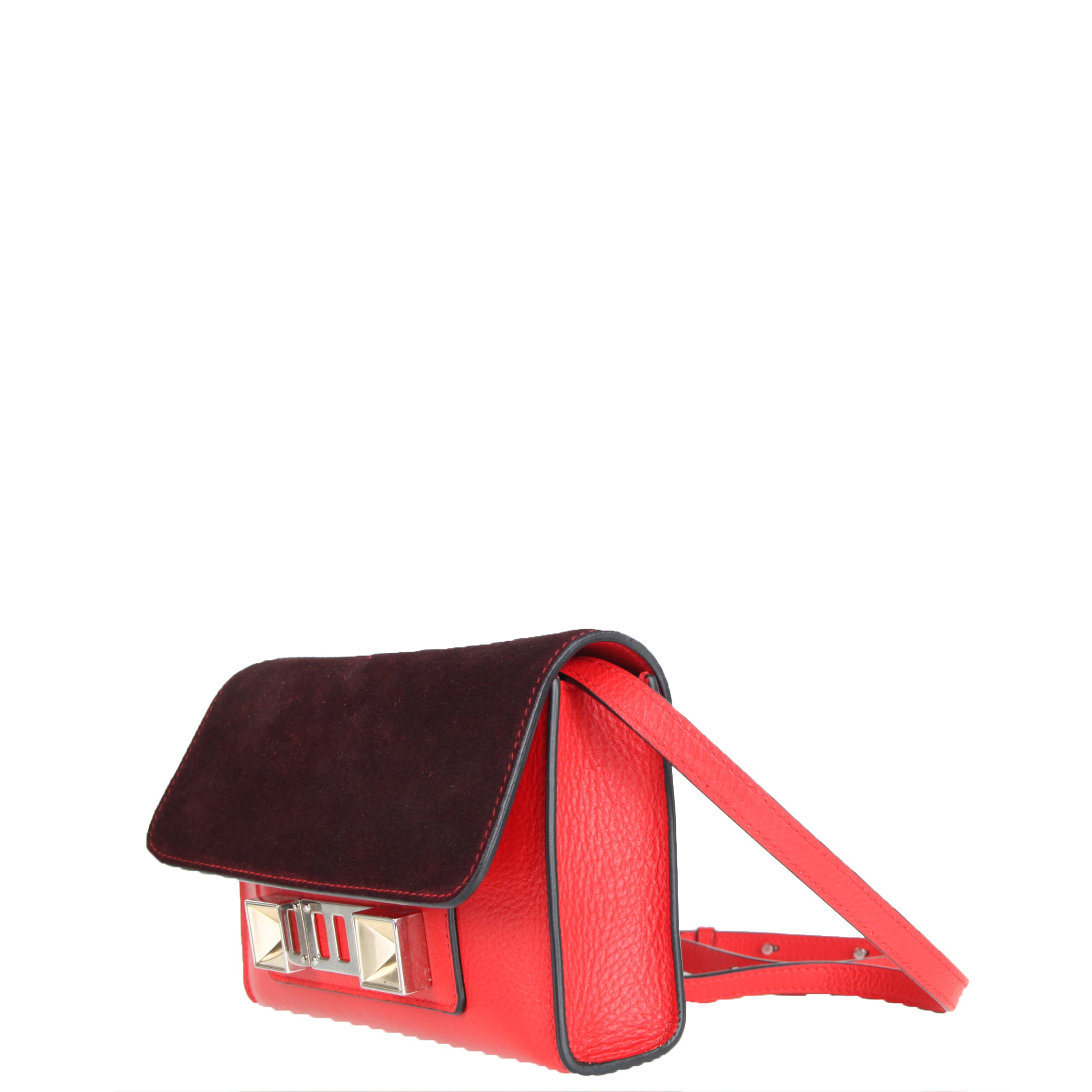 PS11 WOS Suede/Grain Leather Handbag in Cardinal/Burgundy - Stylish Crossbody Bag for Women, Perfect for Work, Travel & Evening Events