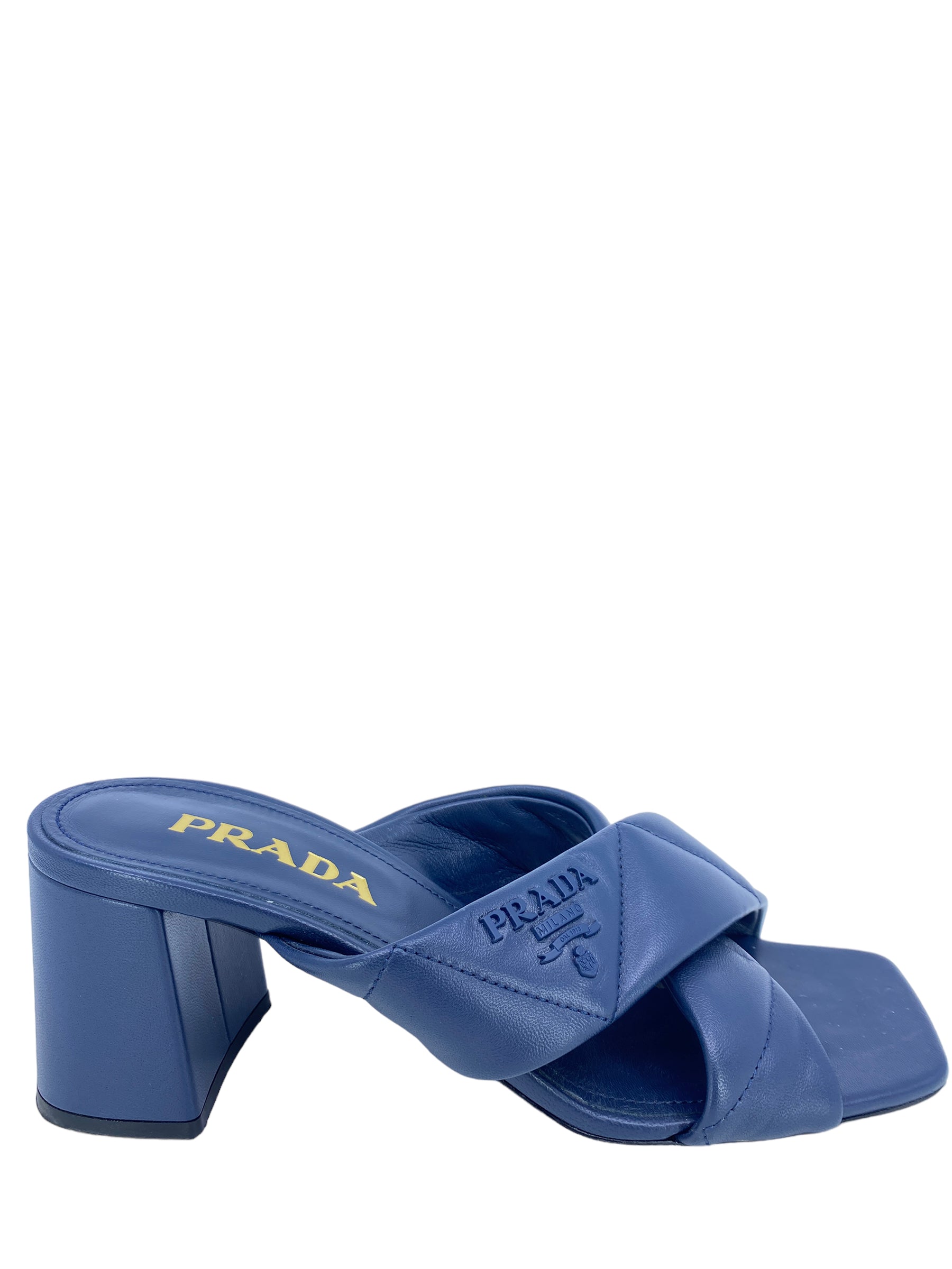 Prada Baltico Quilted Leather Strap Mule Shoes Size 7.5 for Women | Luxury Designer Slip-On Mules for Casual Wear & Office Outfits