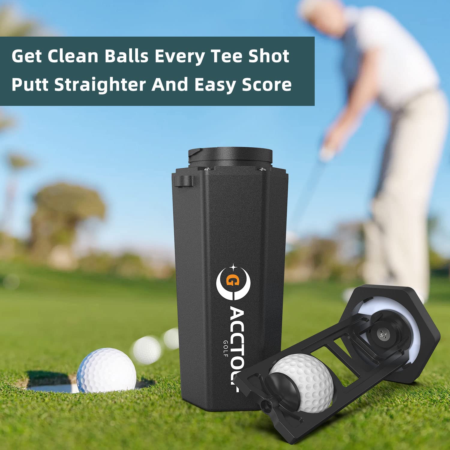 Portable Golf Ball Washer Cleaner - Golf Accessories for Men & Women - Club Cleaning Kit with Microfiber Towel - Leakproof Golf Training Equipment - Perfect for Golf Bags & Carts (Great for Practice, Tournaments & On-Course Cleaning)