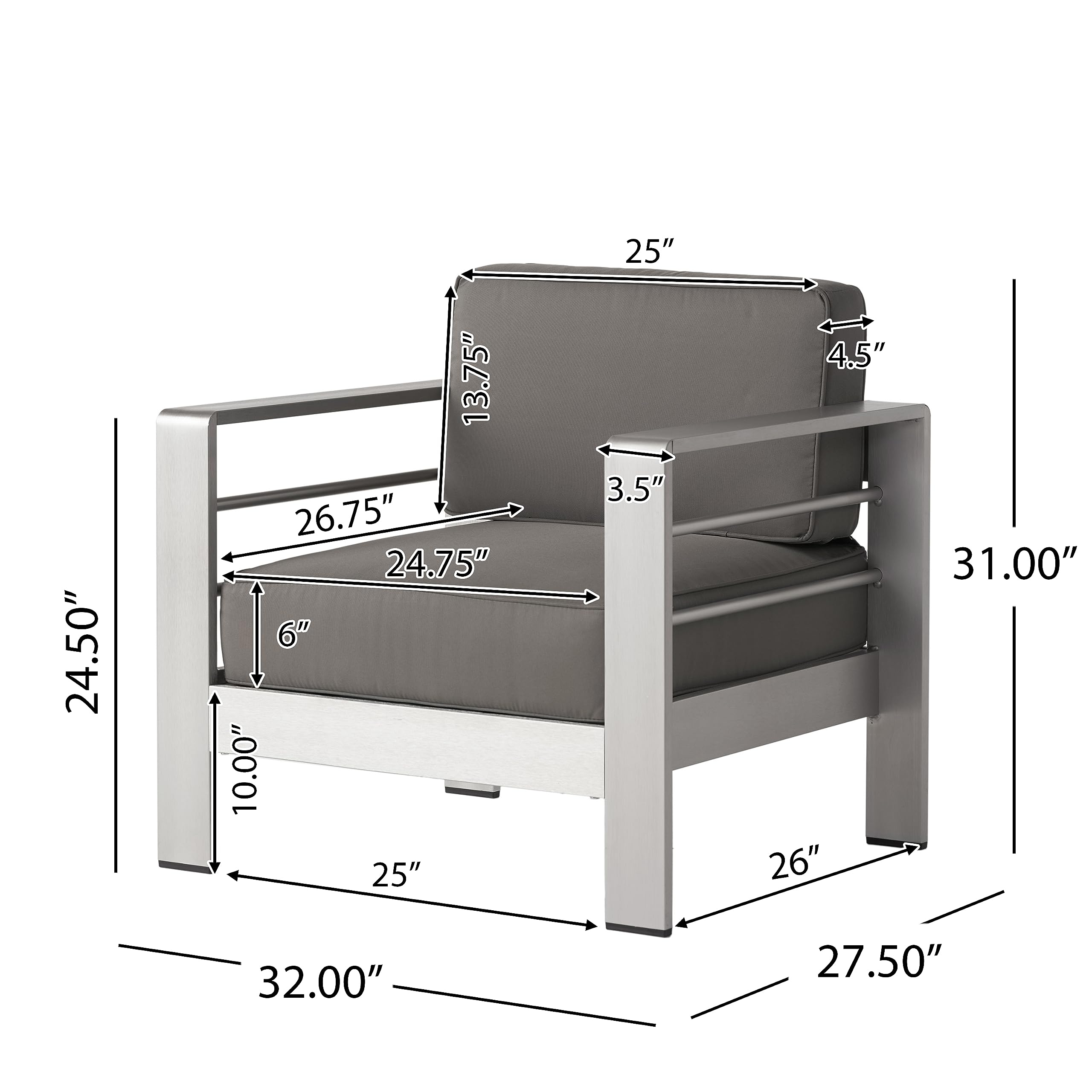 Christopher Knight Home Nicole Outdoor 7-Piece Patio Sofa Set with Coffee Table in Silver & Khaki - Perfect for Backyard, Garden, and Poolside Relaxation