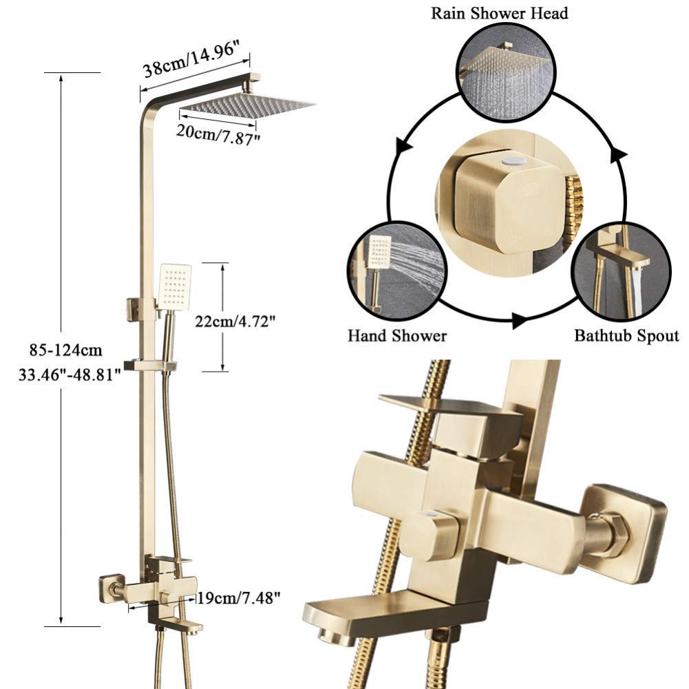 Premium Stainless Steel Wall-Mounted Shower Mixer Set with Handheld Shower Head and Bath Spout - Modern Bathroom Fixture for Spa-Like Shower Experience