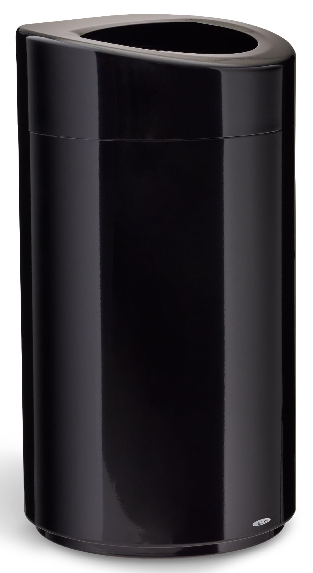 Safco 30 Gallon Open Top Stainless Steel Trash Can - Modern Black Garbage Bin for Kitchen, Office, or Home Use - Durable & Stylish Indoor Waste Container
