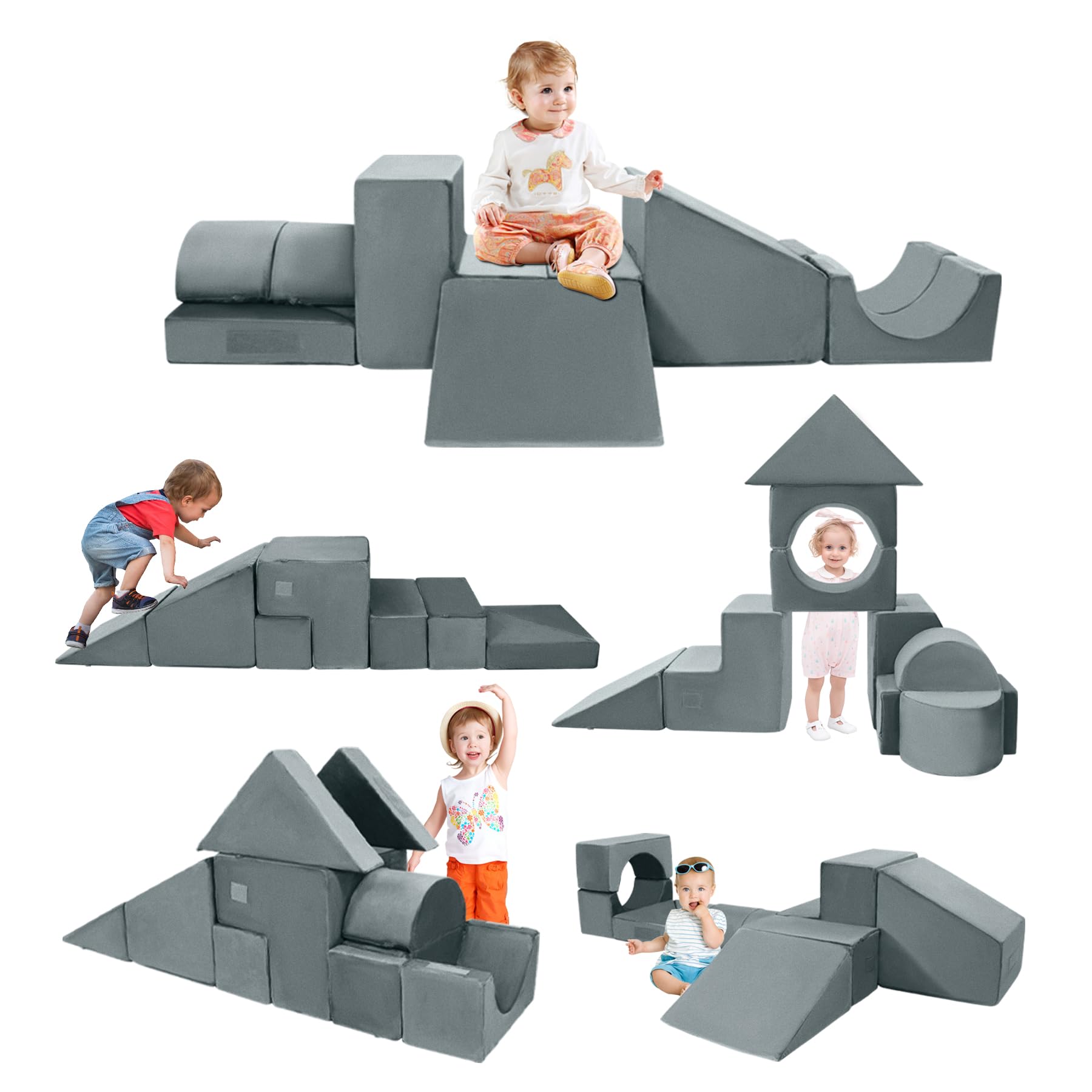 COOLBEBE 9-Piece Foam Climbing Blocks for Toddlers 1-3 Years - Soft Baby Play Gym Set for Indoor Climbing, Crawling & Motor Skills Development - Perfect Birthday Gift for Active Kids | Safe Playroom & Nursery Activity Toy