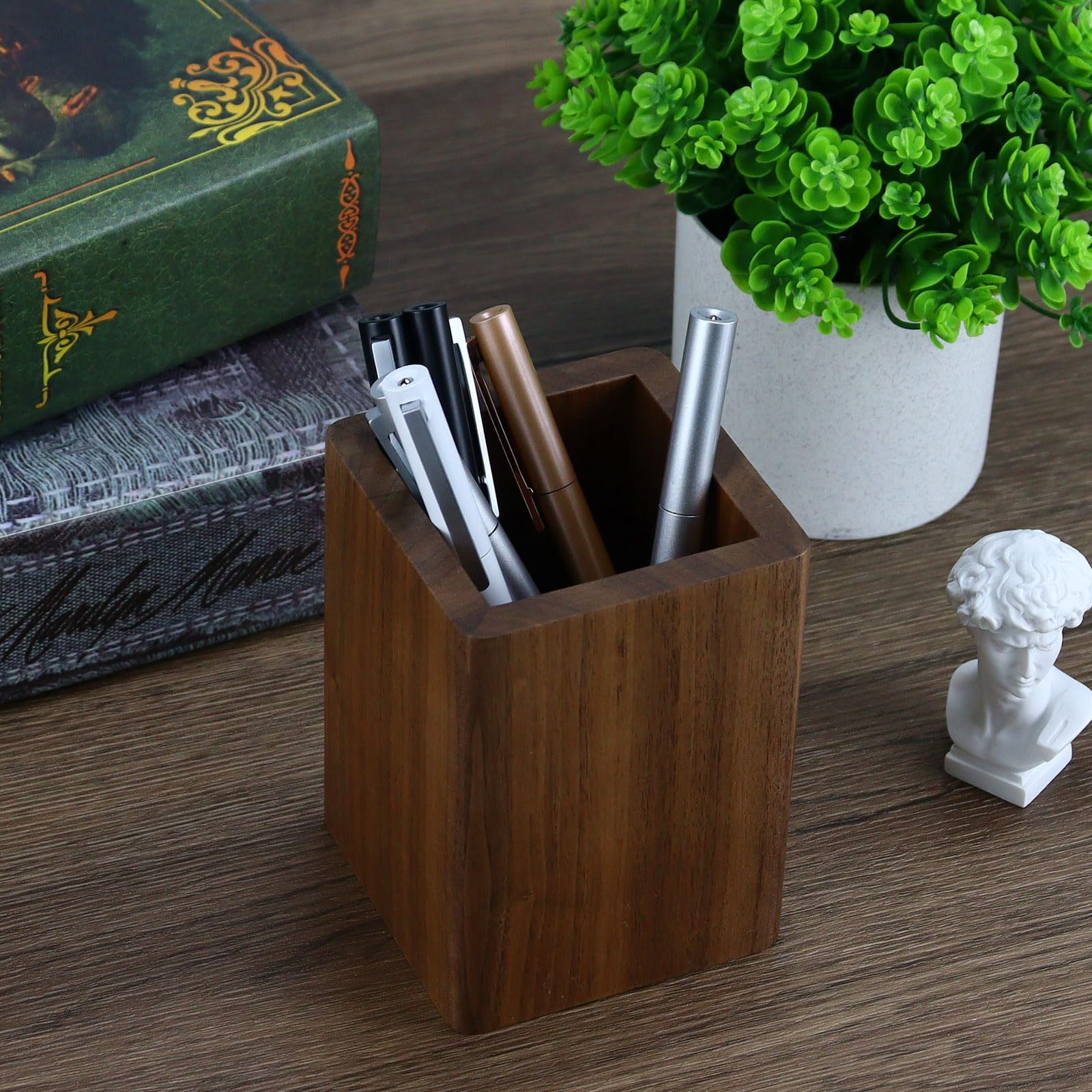Premium Black Walnut Wood Pencil Holder - Handcrafted Desk Organizer for Pens, Pencils & Office Supplies | Stylish Wooden Storage Box for Home, Office & Workspace (Perfect Gift for Professionals & Students)