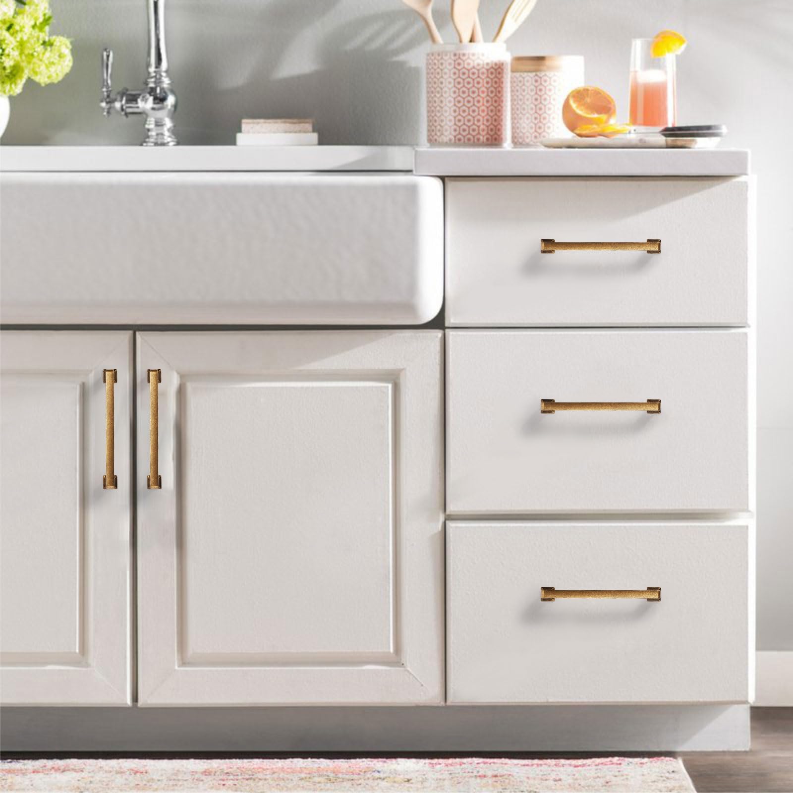 6 Pack Antique Brass Cabinet Pulls 3.75 Inch - Vintage Kitchen Cabinet Handles & Drawer Pulls for Cabinets, Dressers, Furniture - Classic Retro Hardware for Home Renovation & DIY Projects