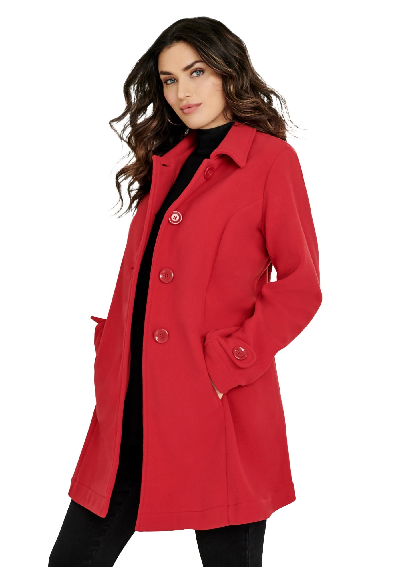 Roaman's Women's Plus Size Fleece Jacket - Warm Cozy Winter Outerwear for Casual Wear & Outdoor Activities | Perfect for Hiking, Travel & Everyday Comfort