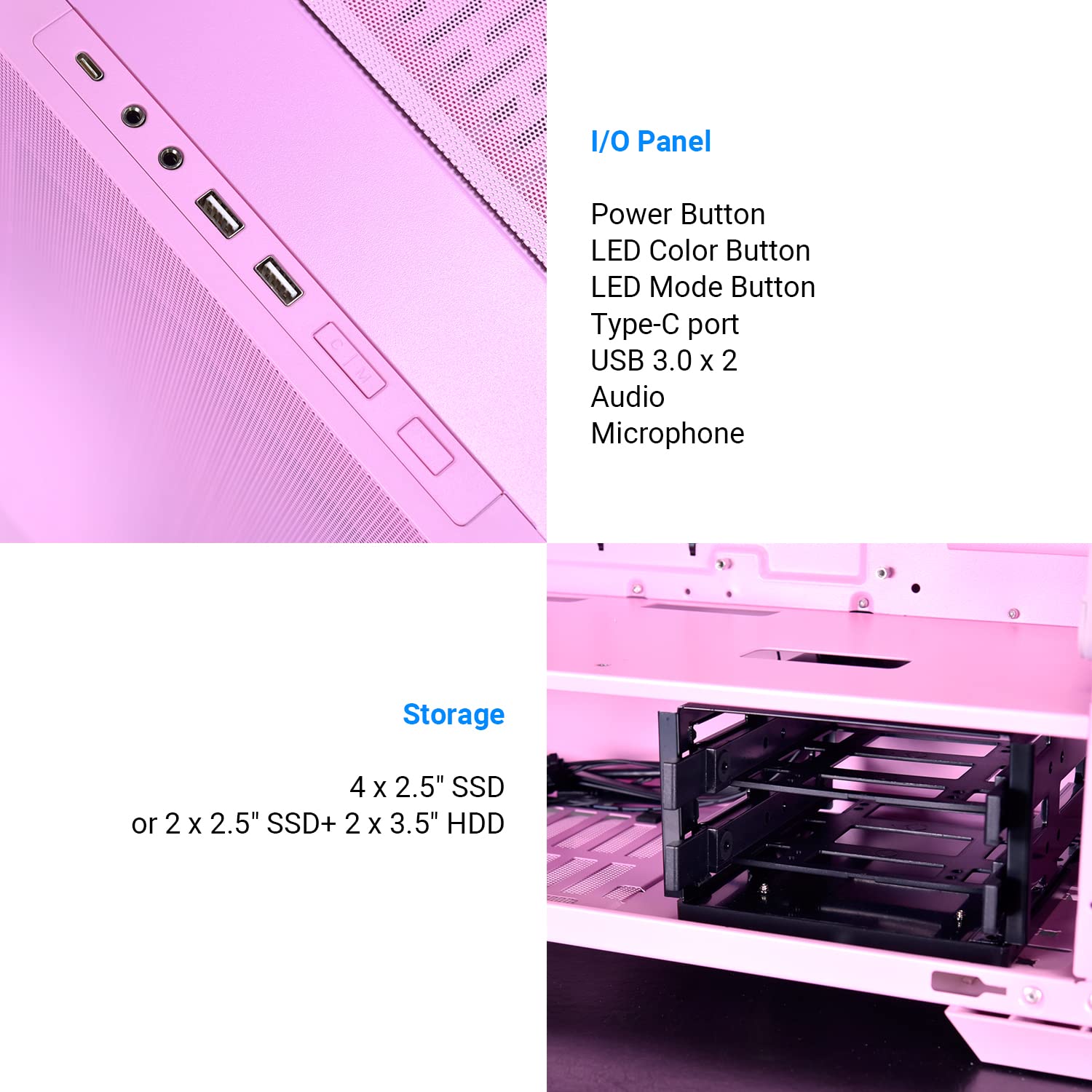 LIAN LI LANCOOL 205 MESH C Pink ATX Mid-Tower PC Case - High Airflow Mesh Front Panel, 3 Pre-Installed ARGB PWM Fans, USB Type-C, Tempered Glass Side Panel - Perfect for RGB Gaming PC Builds & High-Performance Cooling Systems