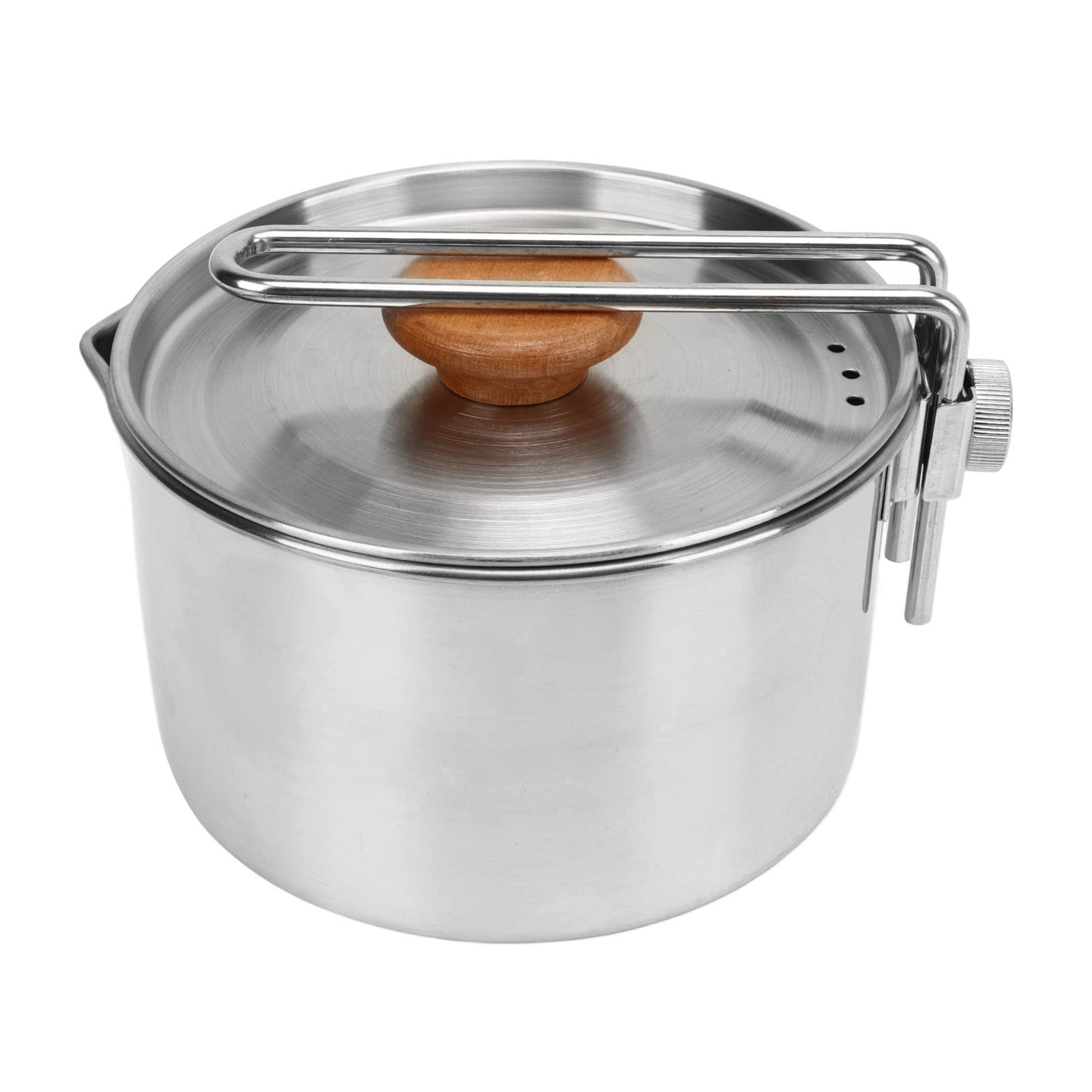 1L 304 Stainless Steel Portable Camping Pot with Foldable Handle - Lightweight Backpacking Cookware for Camping, Hiking & Outdoor Adventures - Perfect for Boiling Water, Cooking Meals & Picnics in the Wilderness