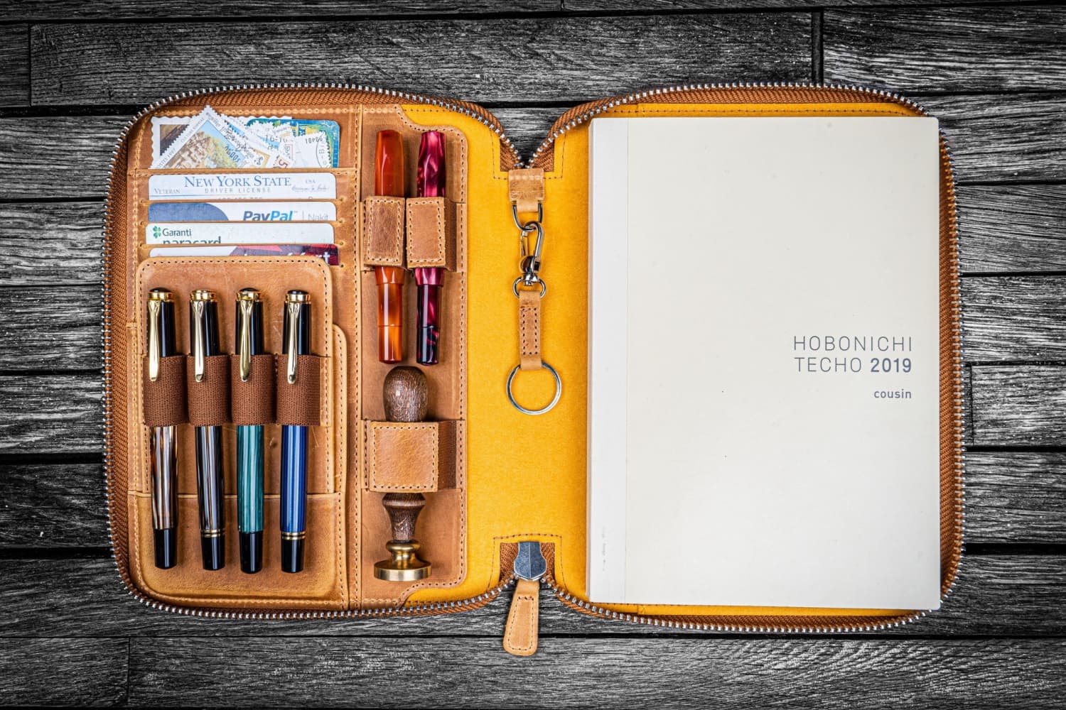 Galen Leather Zippered A5 Notebook Folio in Crazy Horse Honey Ochre - Premium Leather Cover for Journals, Planners & Notebooks - Perfect for Office, School & Travel Organization