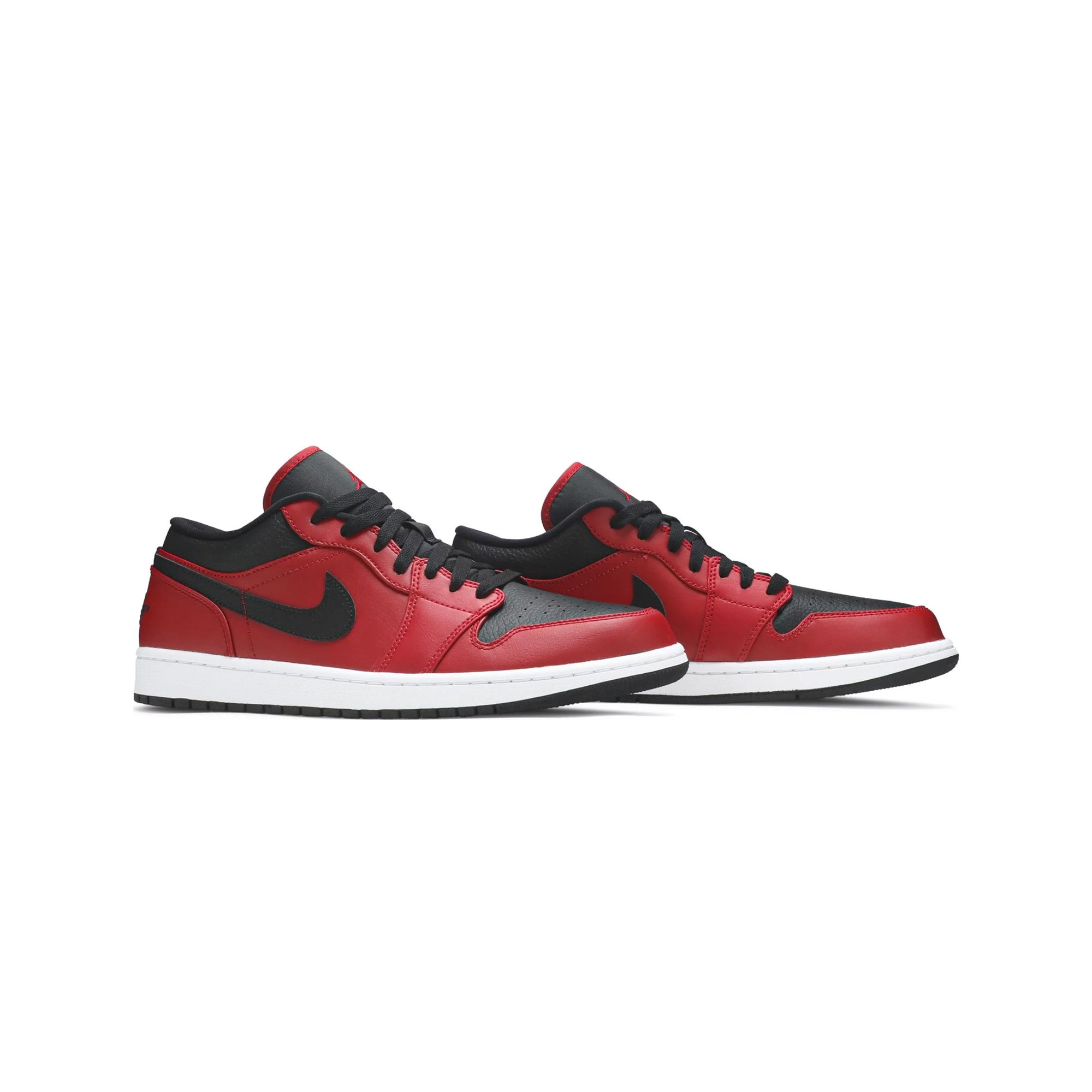 Air Jordan 1 Low 'Reverse Bred Pebbled Swoosh' Sneakers (2021) - Men's Basketball Shoes for Casual Wear & Street Style