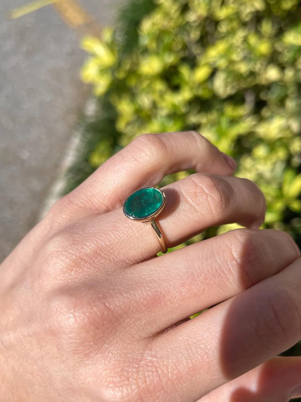 3.21ct Dark Green Oval Emerald Solitaire Ring - Elegant Statement Jewelry for Engagement, Wedding & Special Occasions