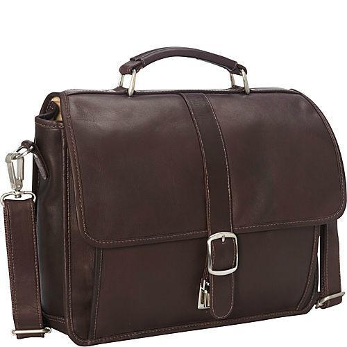 Premium Genuine Leather Small Flap Over Laptop Briefcase - Stylish & Durable Business Bag for Work, Office & Travel - Perfect for Professionals & Commuters