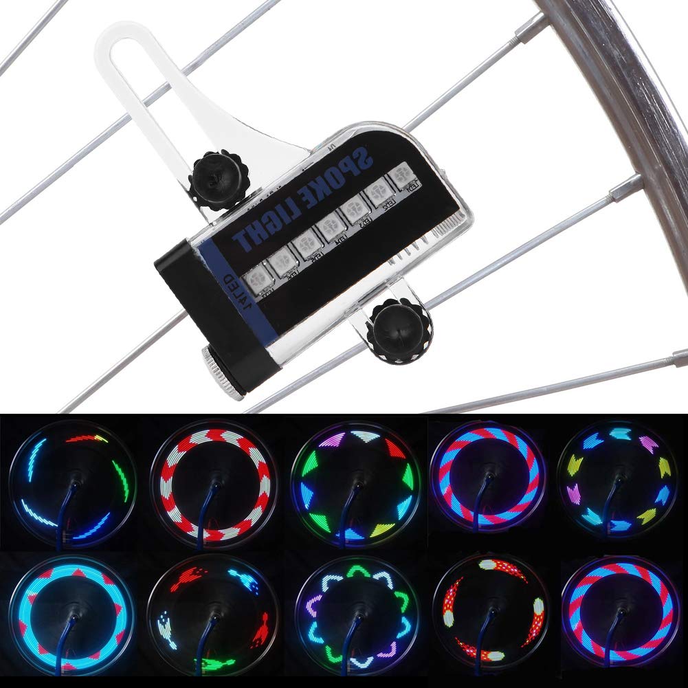VGEBY Bike LED Spoke Lights - Dual Side 14 LED RGB Bicycle Wheel Lights, Waterproof Wireless Cycling Lights for Mountain Road Bikes, Night Riding Safety & Cool Decoration