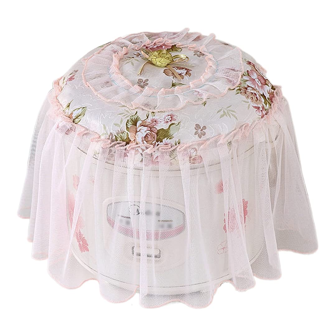 2 Pack Printed Lace Pressure Cooker Covers - Decorative Round Cotton Rice Cooker Dust Protector (Pink) - Perfect for Kitchen, Home Decor & Appliance Protection