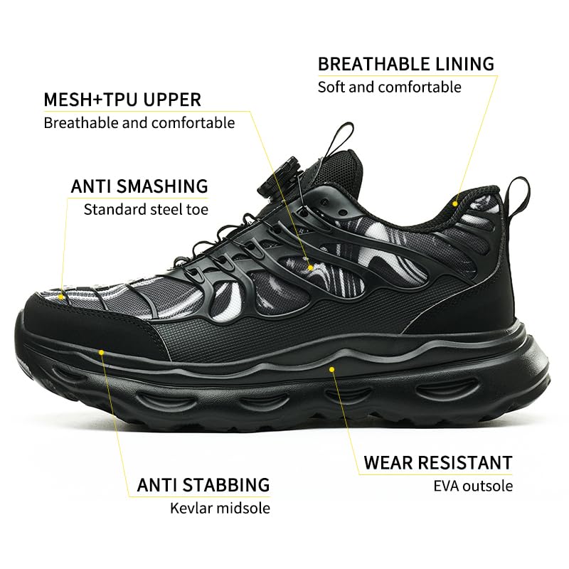 Steel Toe Work Sneakers for Men & Women - Lightweight Comfortable Safety Shoes for Industrial & Construction Workers | Perfect for Warehouse, Factory, and Outdoor Job Sites