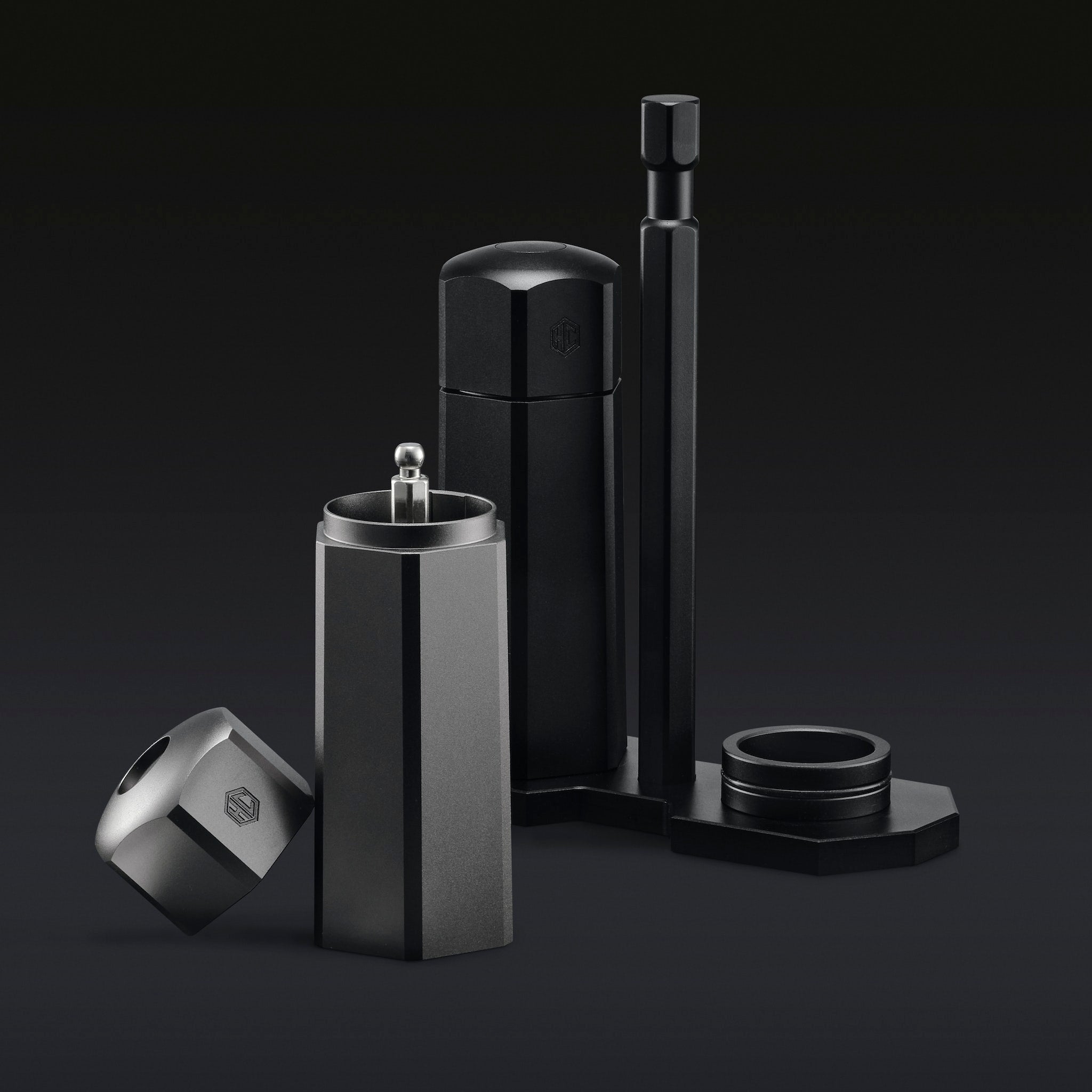 Premium HexMill Tabletop Salt and Pepper Grinder Set - Adjustable Coarseness, Stainless Steel - Perfect for Kitchen, Dining Table, and Outdoor Picnics