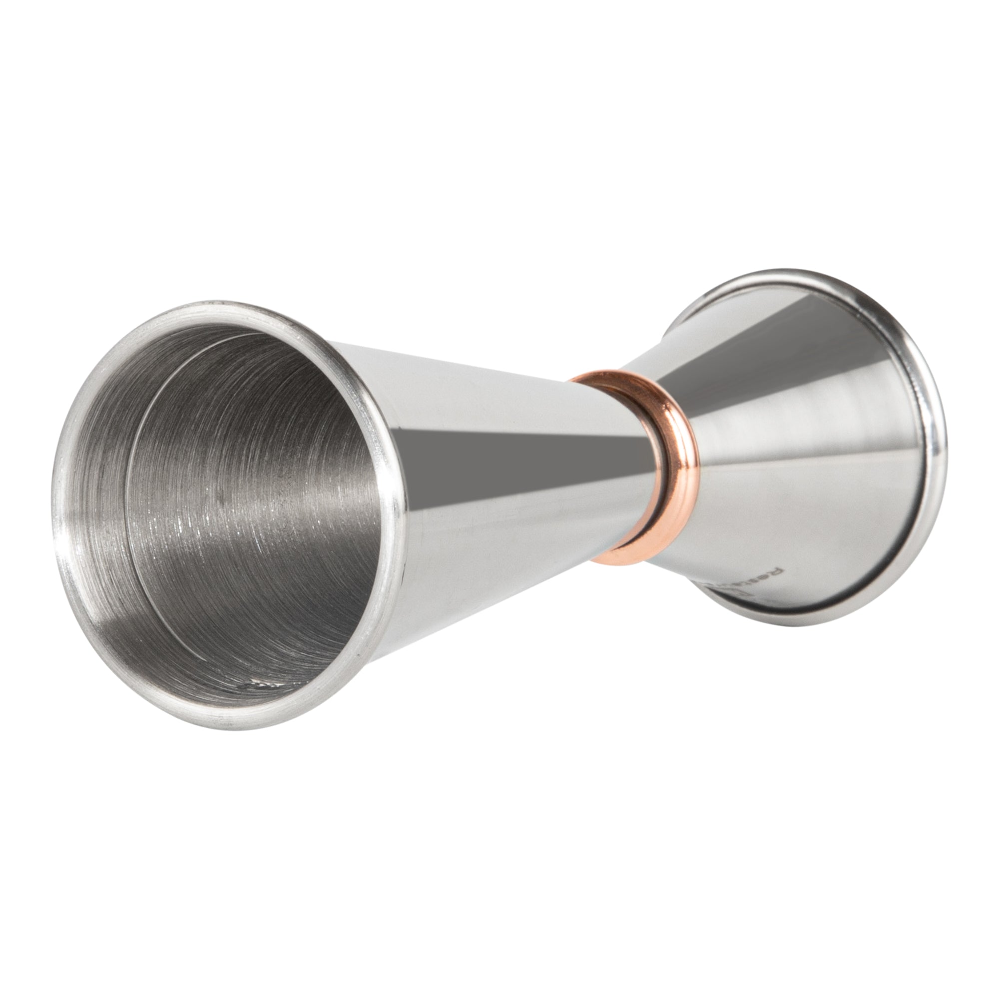 Premium 1 oz & 2 oz Stainless Steel Cocktail Jigger - Japanese Style Bar Tool with Mirrored Finish & Copper Plated Ring - Perfect for Mixing Drinks, Home Bars & Professional Bartending (1 Count)
