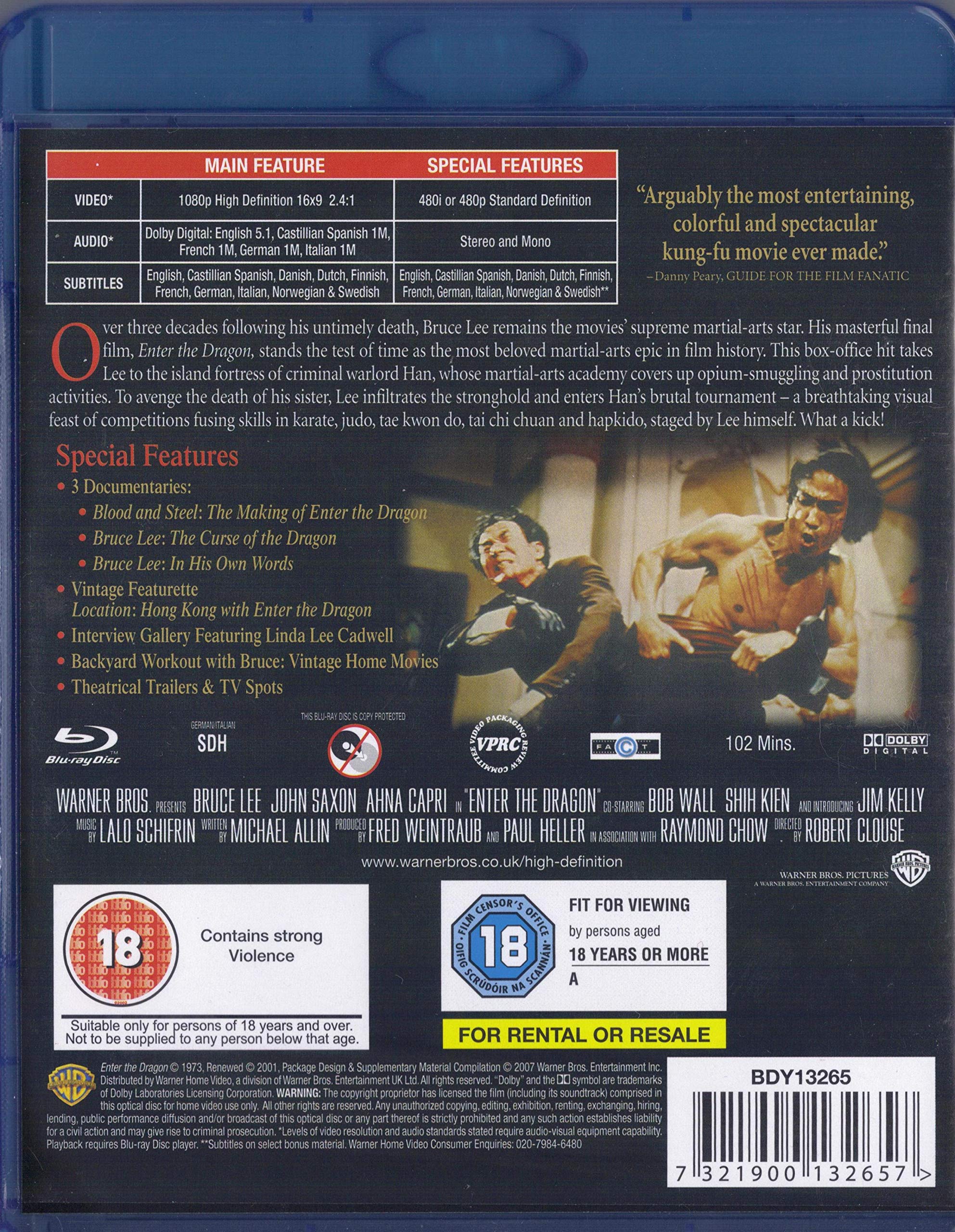 Enter The Dragon - Classic Martial Arts Movie DVD | Action-Packed Bruce Lee Film | Perfect for Movie Nights & Martial Arts Fans