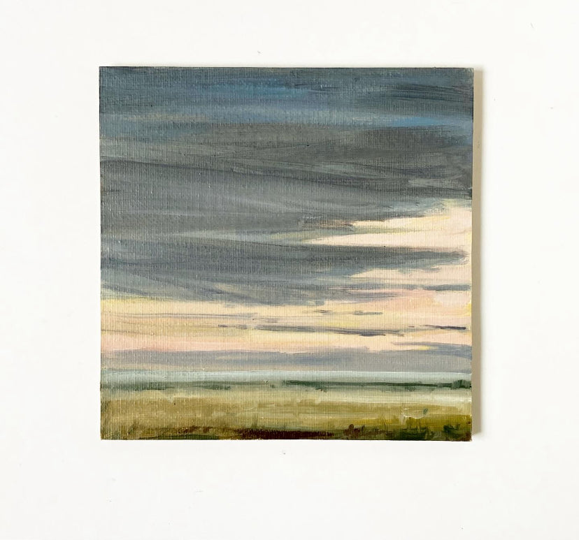Peach Fuzz Sundown Original Oil Painting on Flat Panel 6x6 Inches - Perfect for Home Decor, Wall Art & Gift Giving