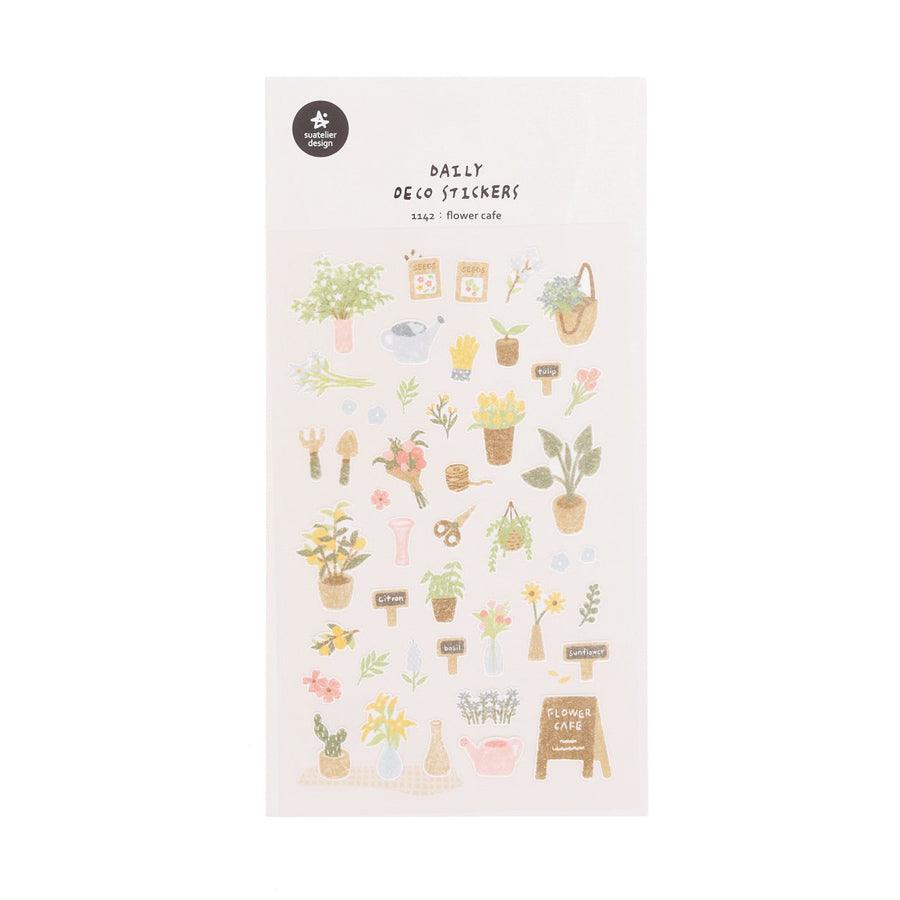 SUATELIER Floral Café Stickers - Waterproof Vinyl Decals for Laptops, Journals & DIY Crafts - Perfect for Scrapbooking, Home Decor & Gift Wrapping