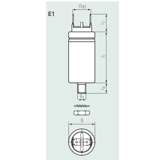 2.2uF 1200VDC/850VAC Heavy Duty AC Film Power Capacitor with Stud - 30x58mm, 40°C to 85°C, 200,000 Hours - Replacement for ICAR MSR25 B 2.2 66 - Ideal for Industrial Motor Drives, Power Inverters, and HVAC Systems
