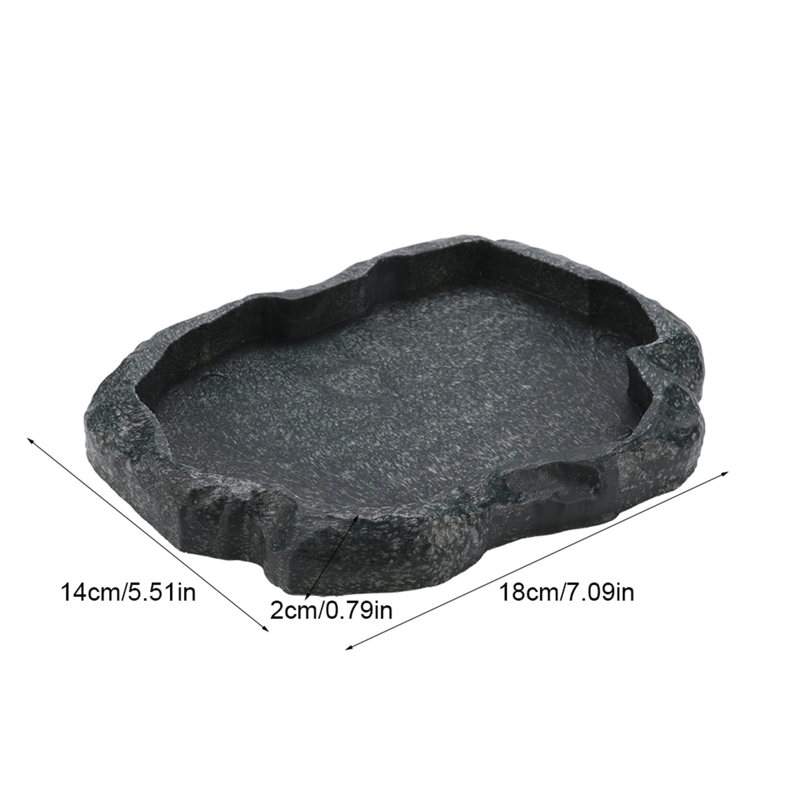 Premium Zerone Bearded Dragon Food Bowl - Durable Resin Reptile Dish for Lizards, Tortoises & Small Pets - Emerald Black Reptile Accessories - Ideal for Feeding & Watering in Terrariums & Habitats