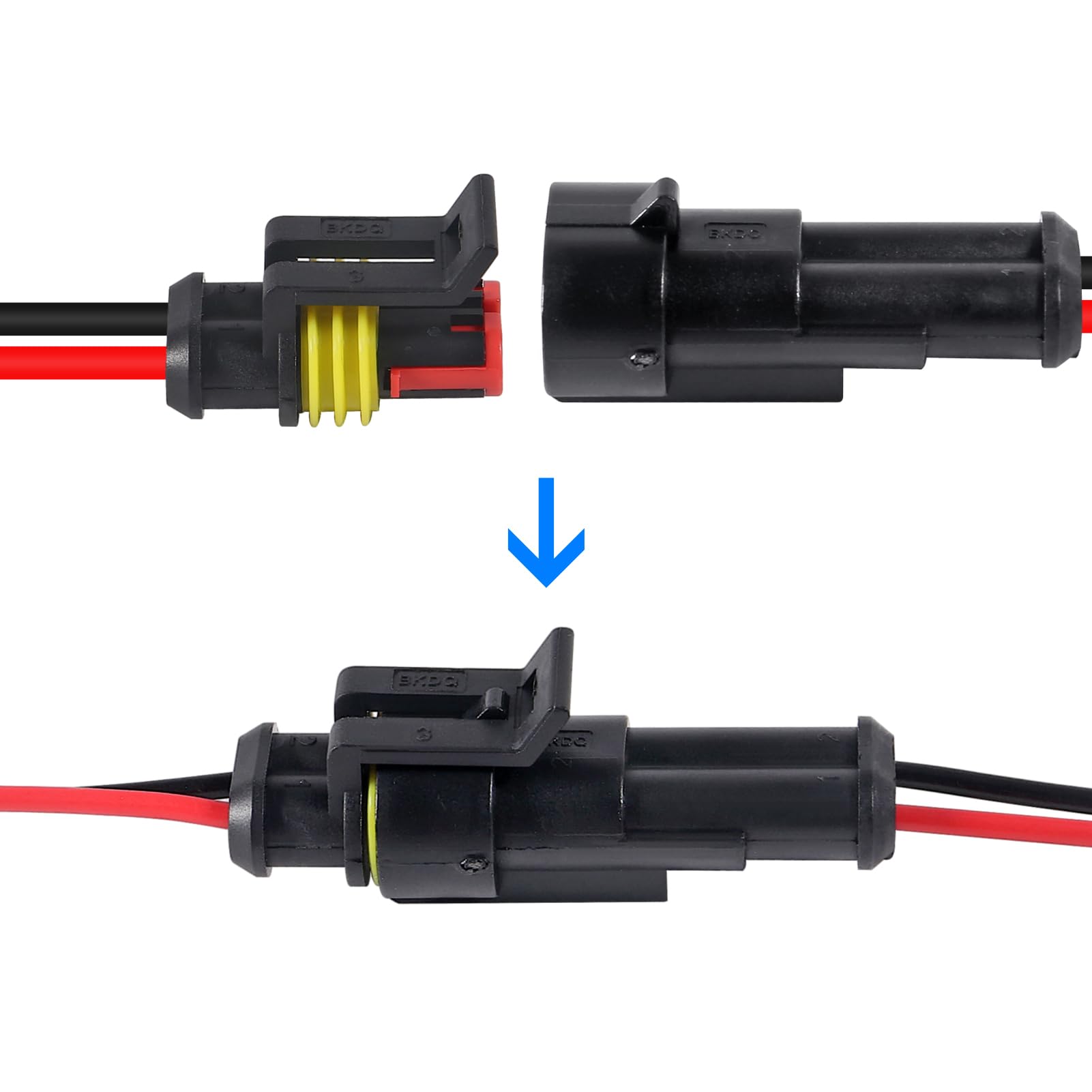 10 Pack 2 Pin Deutsch DT Connectors - 16 AWG Waterproof Electrical Connectors, Male & Female Automotive Wire Terminals for Car, Truck, Boat - Ideal for Off-Road, Marine & Heavy-Duty Vehicle Wiring