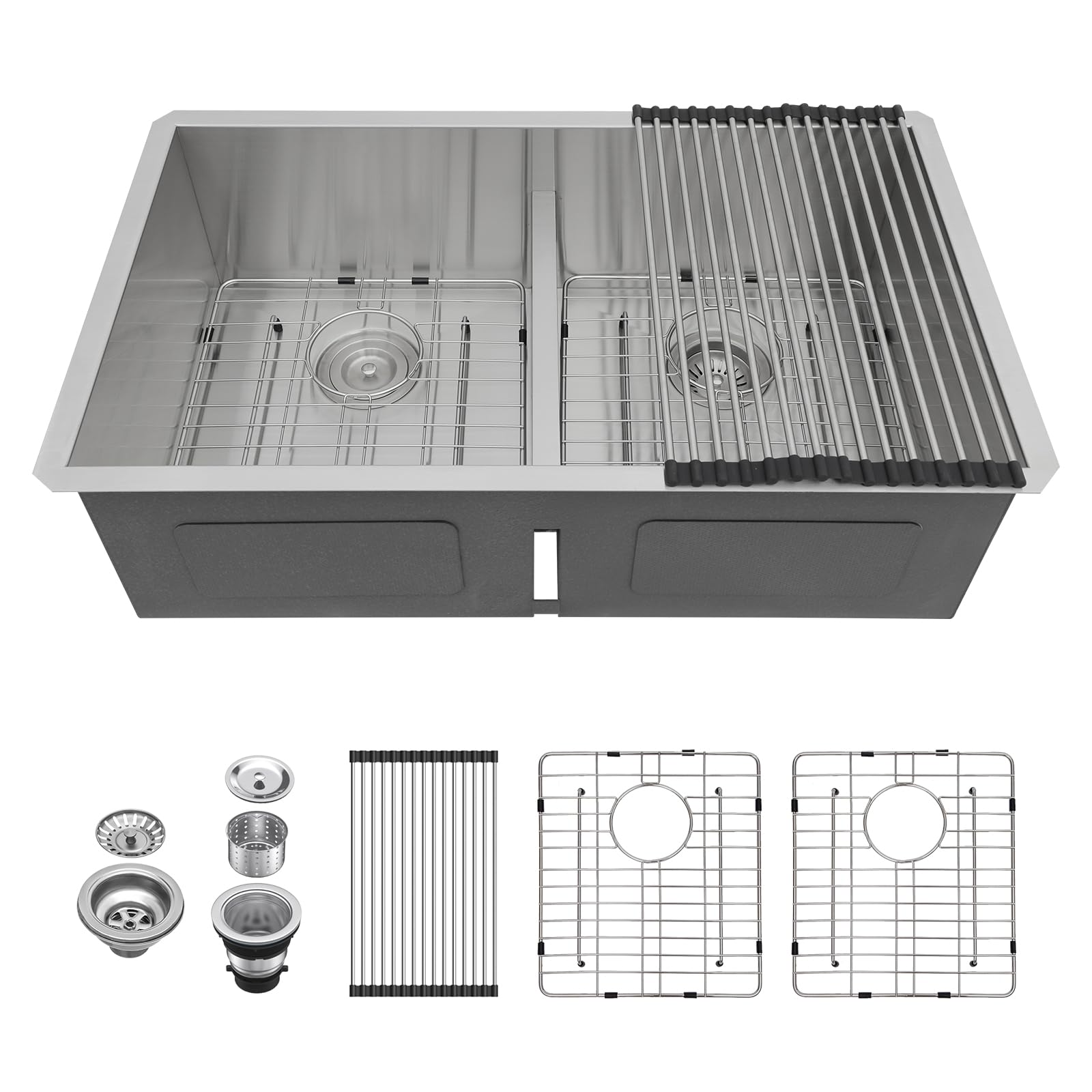 Lordear 32 Inch Undermount Double Bowl Kitchen Sink - 16 Gauge Stainless Steel with Smart Low Divider, 32x19 Inch Double Basin (50/50) - Perfect for Modern Kitchens, Dishwashing & Food Prep