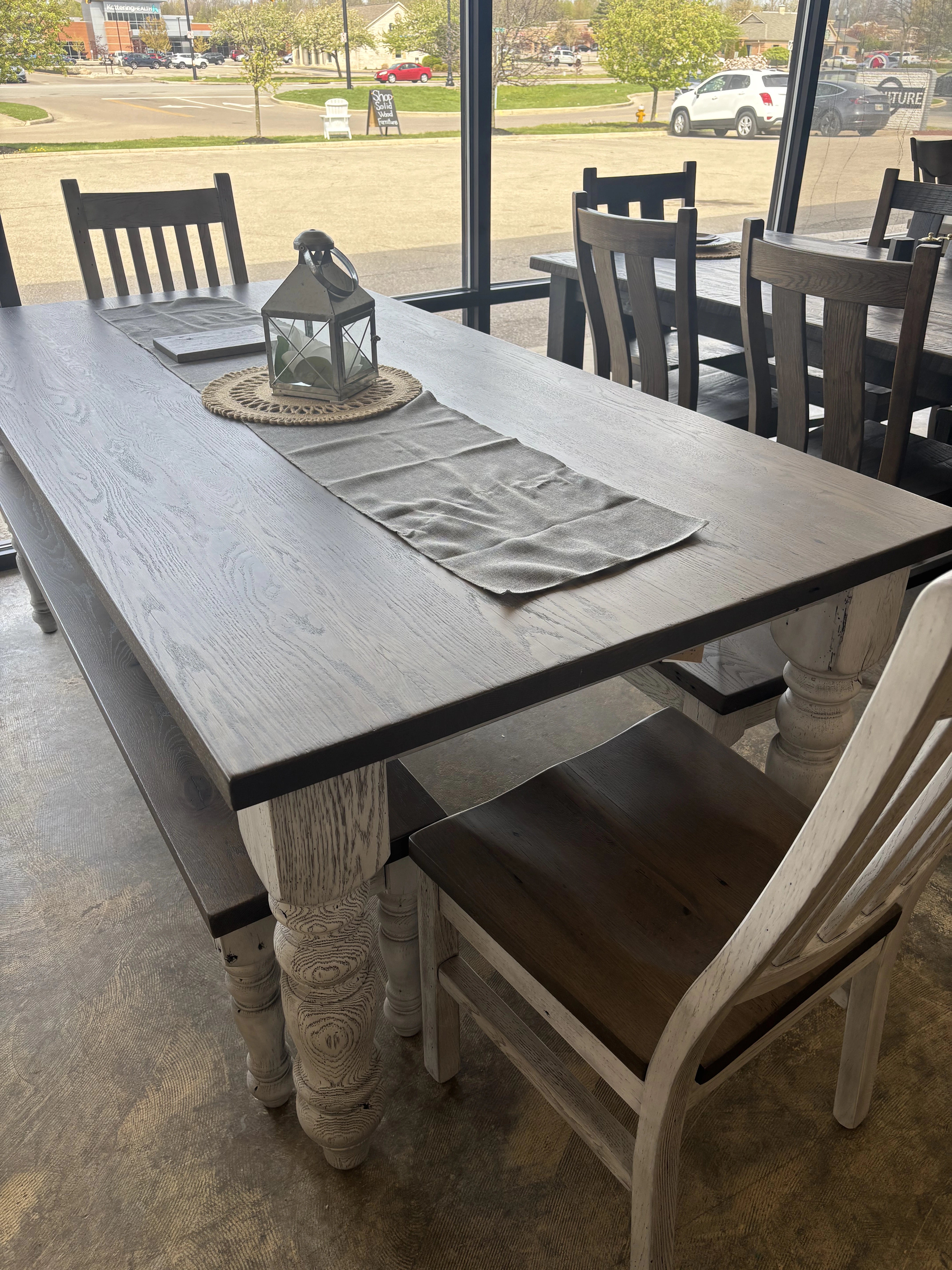 Farmhouse Dining Table Set - Rustic Wood Kitchen Table with 4 Chairs - Perfect for Family Meals & Cozy Gatherings