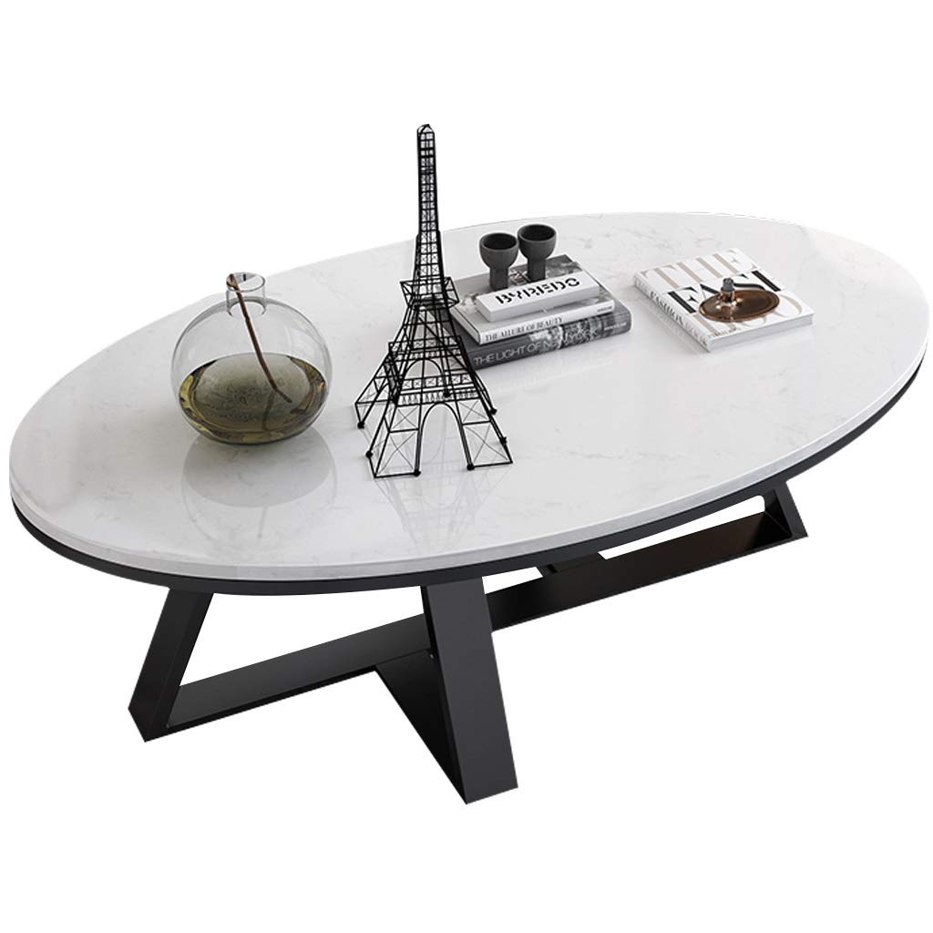 Elegant White Marble End Table with Metal Base - 31.5