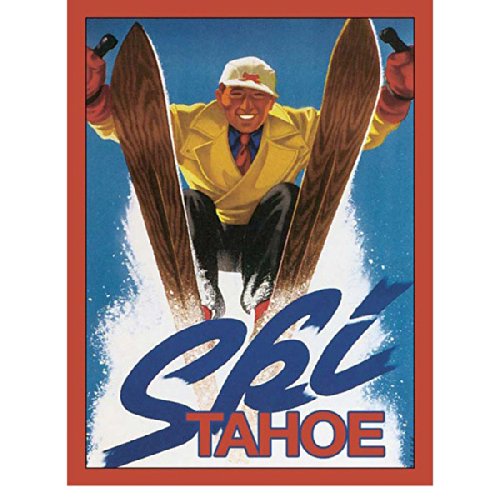 Vintage Ski Tahoe Metal Sign - Rustic Wall Art for Ski Lodge, Cabin & Home Decor - Perfect for Ski Resorts, Bars & Winter Themed Rooms