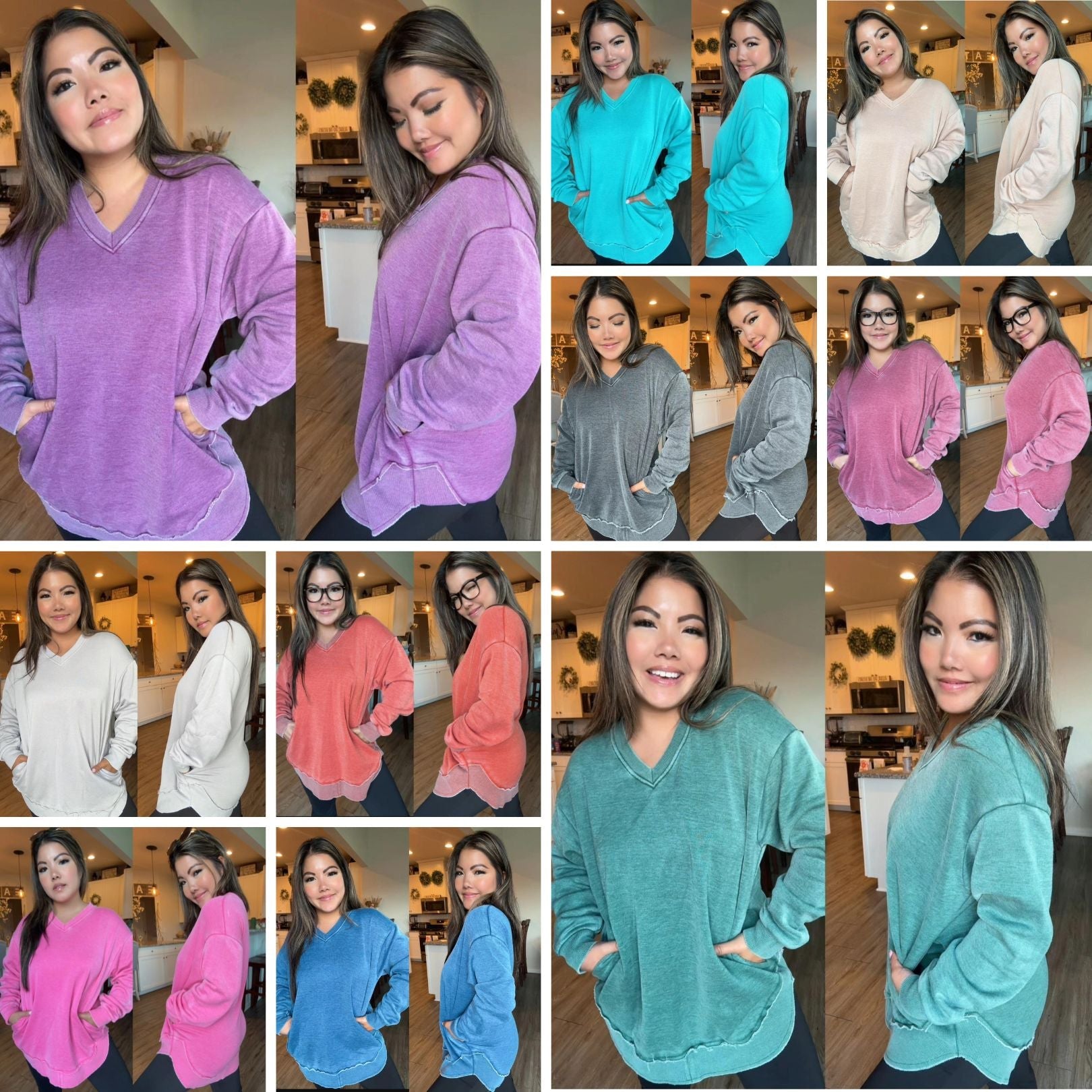 PREORDER: Harper Acid Wash Sweatshirt for Women - Trendy Vintage Style Pullover in Multiple Colors | Perfect for Casual Outfits, Streetwear & Layering
