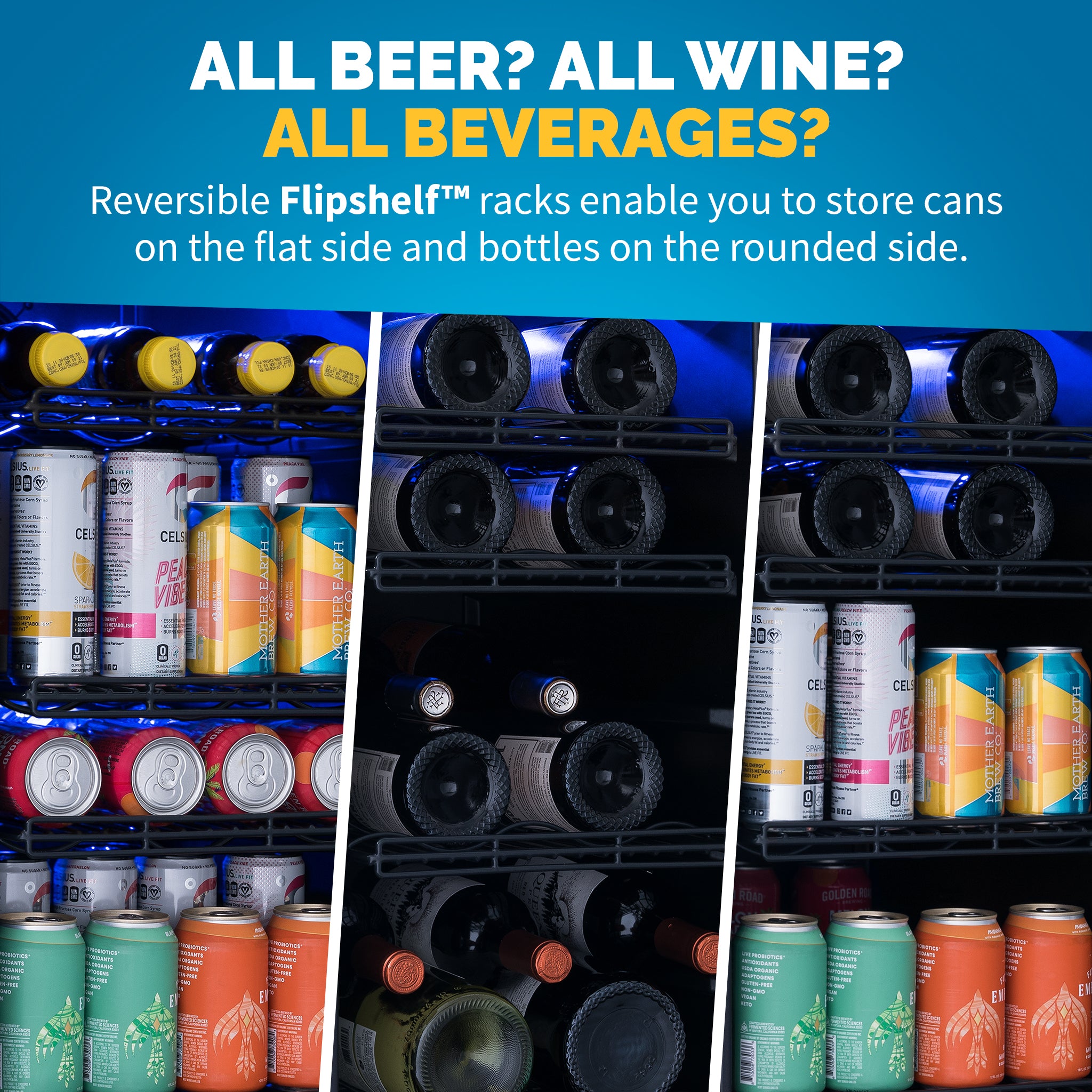 Newair® 80 Can 33 Bottle Built-In Black Beverage Refrigerator - Perfect for Home Bars, Office, and Party Drink Storage
