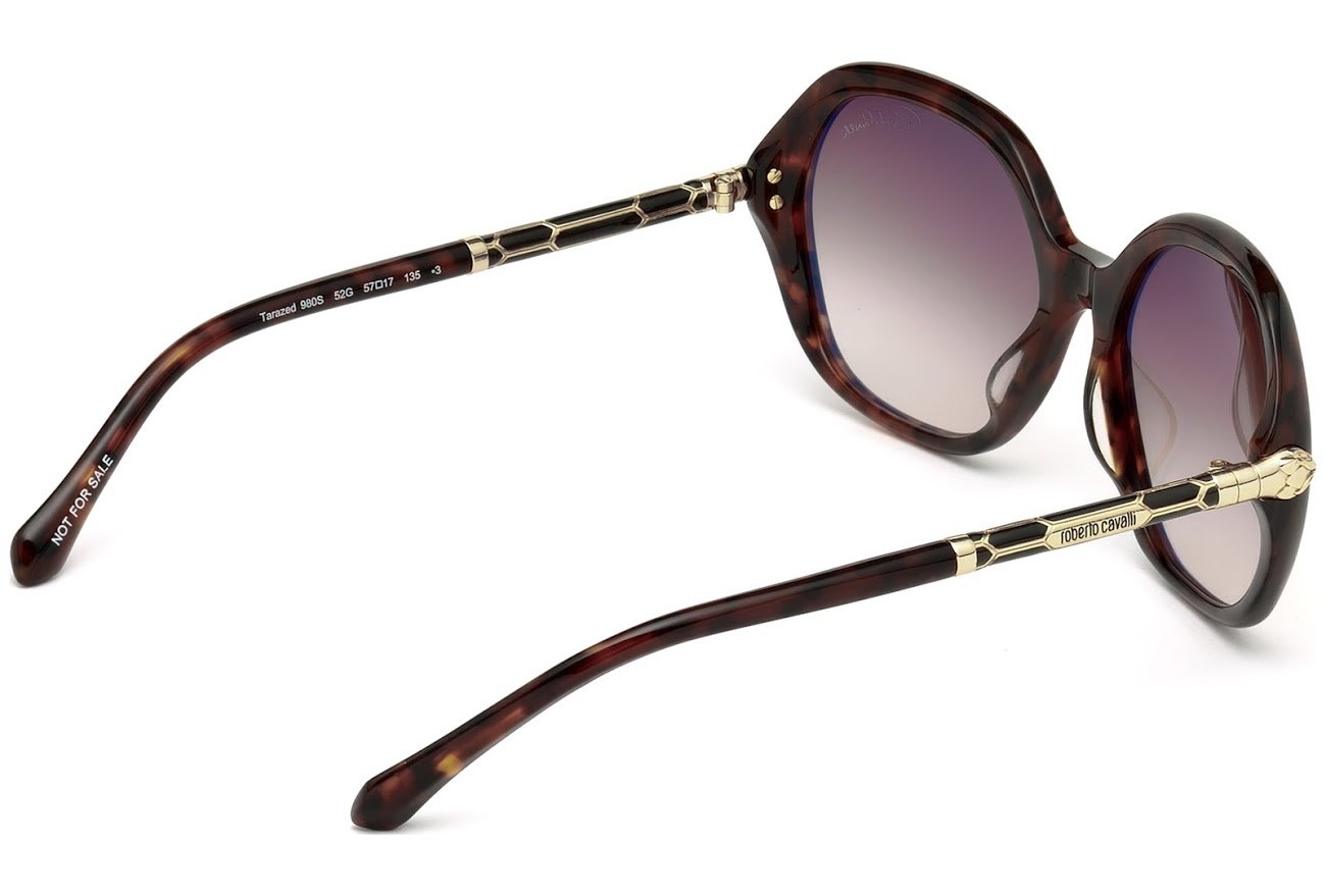 Roberto Cavalli RC 980 S TARAZED 52G Sunglasses - Dark Havana/Brown Mirror Lenses for Men & Women | UV Protection, Fashion Shades for Beach, Driving & Outdoor Activities