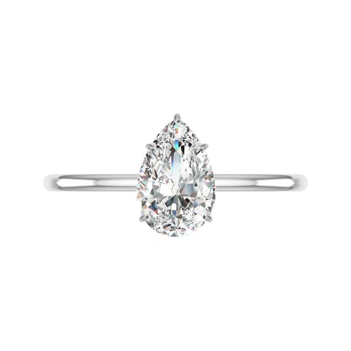 2 Carat Pear Moissanite Engagement Ring Set - Vintage Halo Solitaire Wedding Band for Women, Bridal Jewelry, Anniversary Gift - Perfect for Proposals, Weddings & Special Occasions