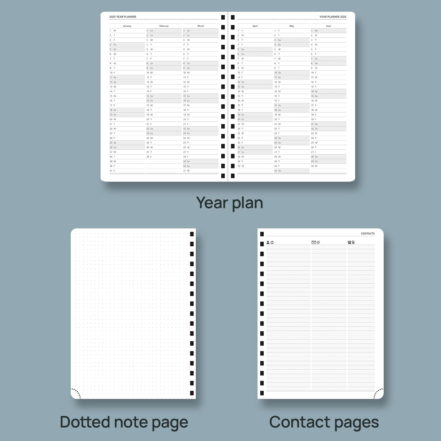 POPRUN 2025 Weekly Planner Notebook - Medium Size 8.5