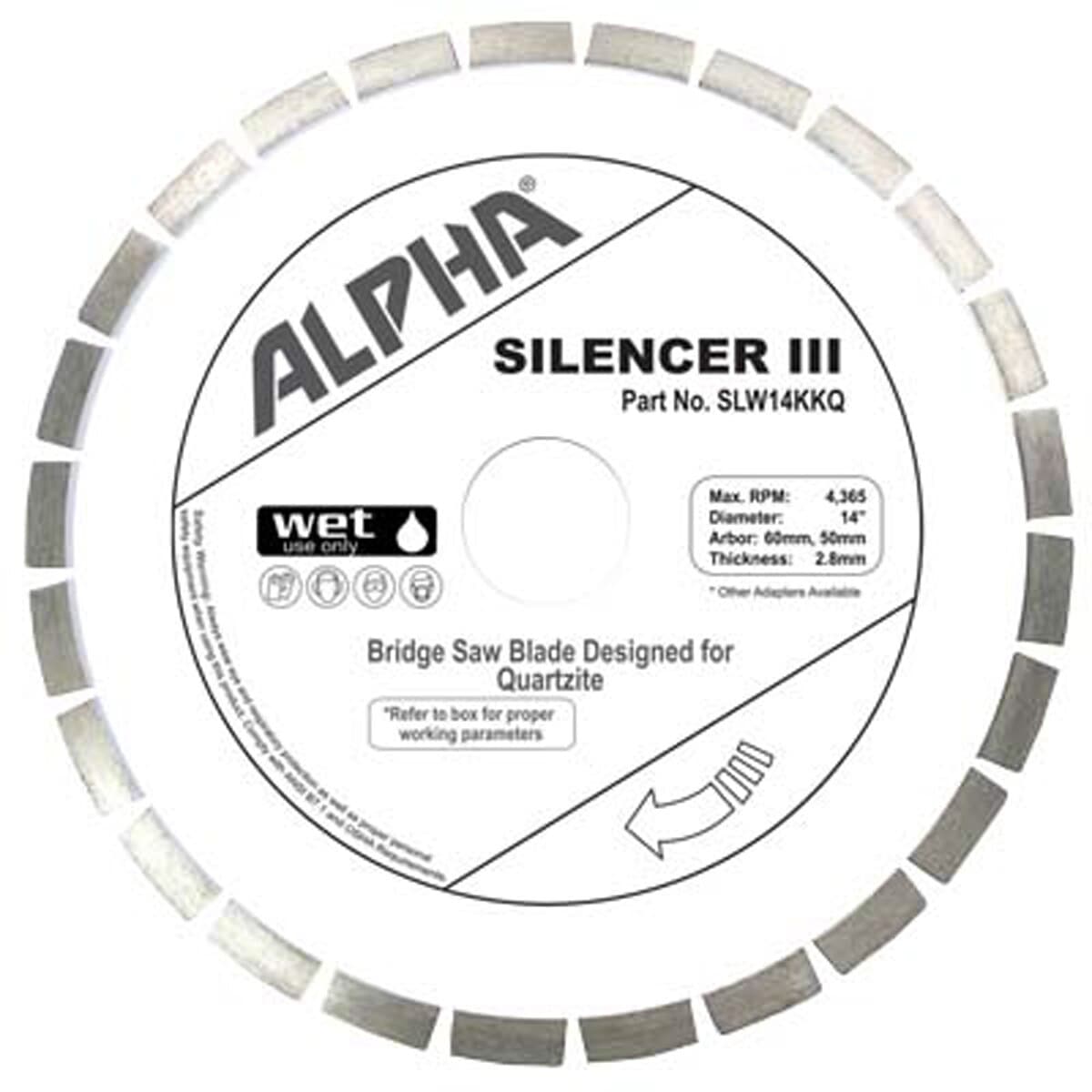 Alpha Silencer III Blade for Quartzite - Premium Diamond Cutting Disc for Stone & Tile - Perfect for DIY Projects, Home Renovation & Professional Use